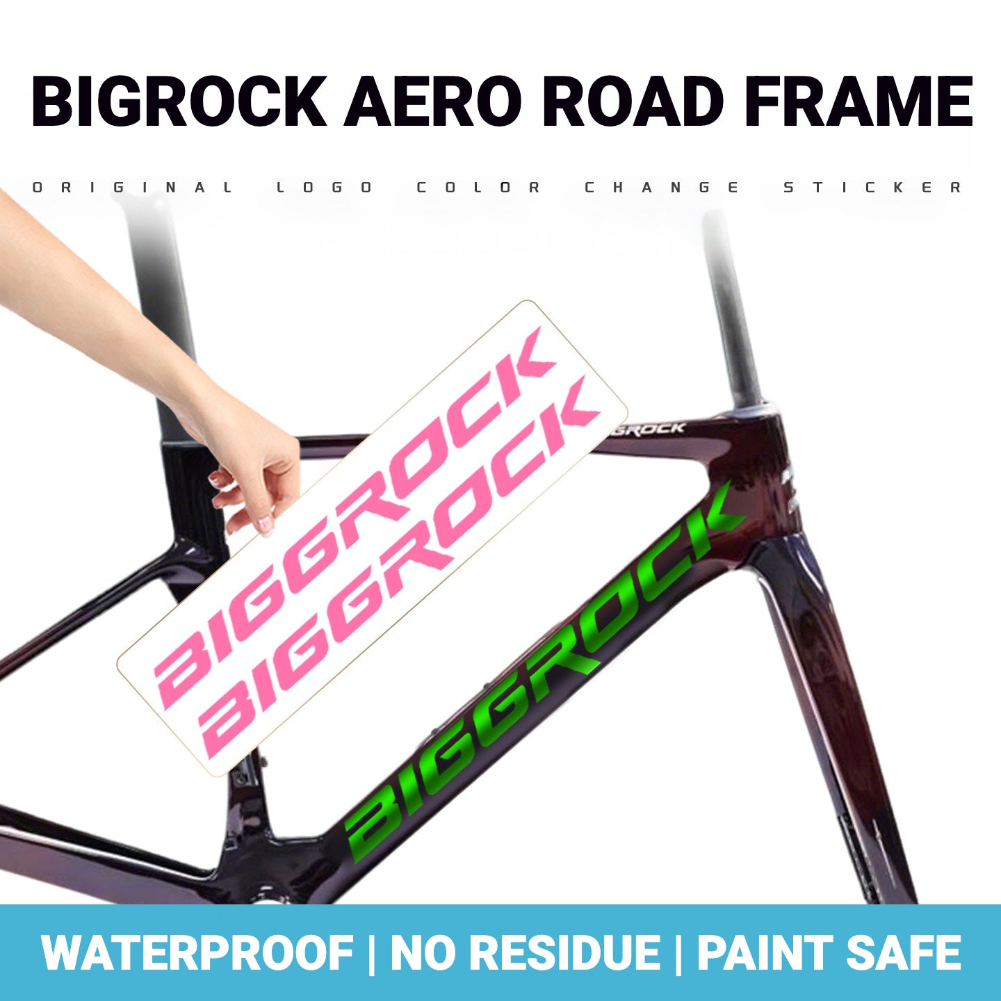 BIGROCK Aero Road Bike Frame Logo Decals | Custom Waterproof OEM Style Color Change Stickers