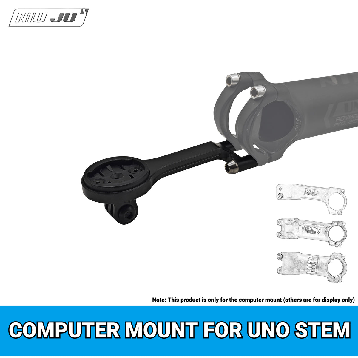 NIUJU Lightweight Computer Mount for UNO Stem | Forged Garmin Wahoo Mount