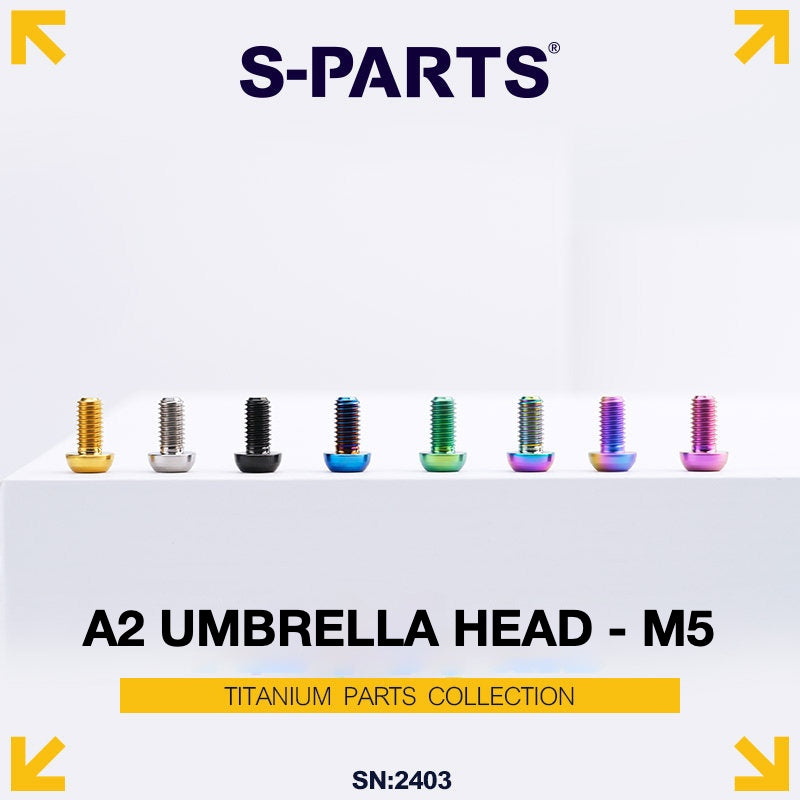 S-PARTS A2 Titanium Button Head Bolts M5 x 8–34mm