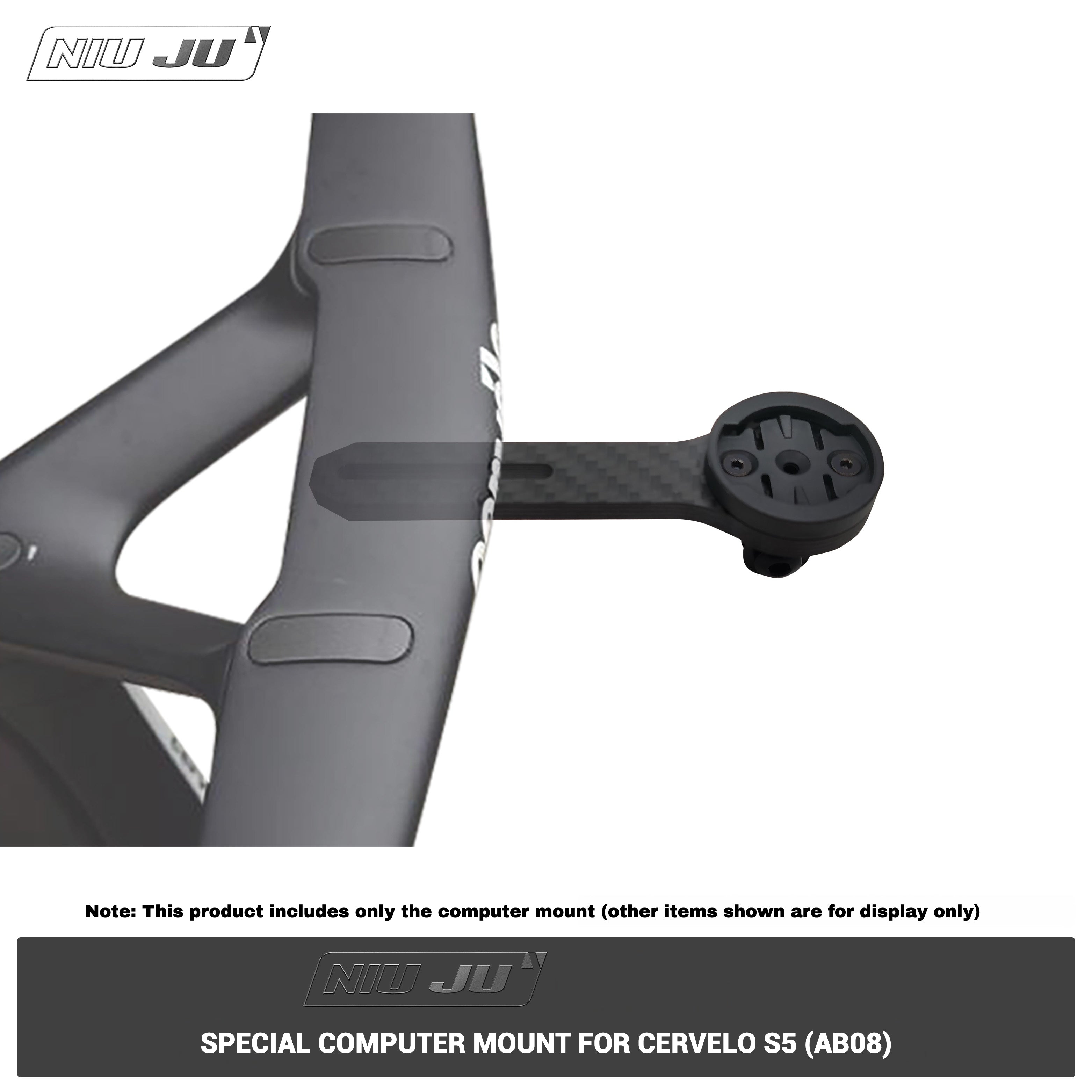 Cervelo S5 (AB08) Carbon Computer Mount｜Fits Garmin/Wahoo/Bryton/IGPS/Giant｜Ultra-Light Aero Mount for 2025 S5