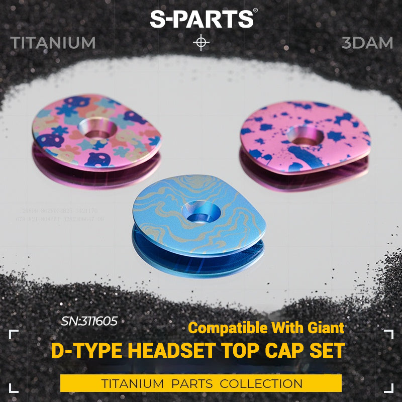 S-PARTS 3DAM D-Type Top Cap Set for GIANT | 3D-Printed Titanium Powder | OD2 / OD1 Compatible | Multiple Patterns