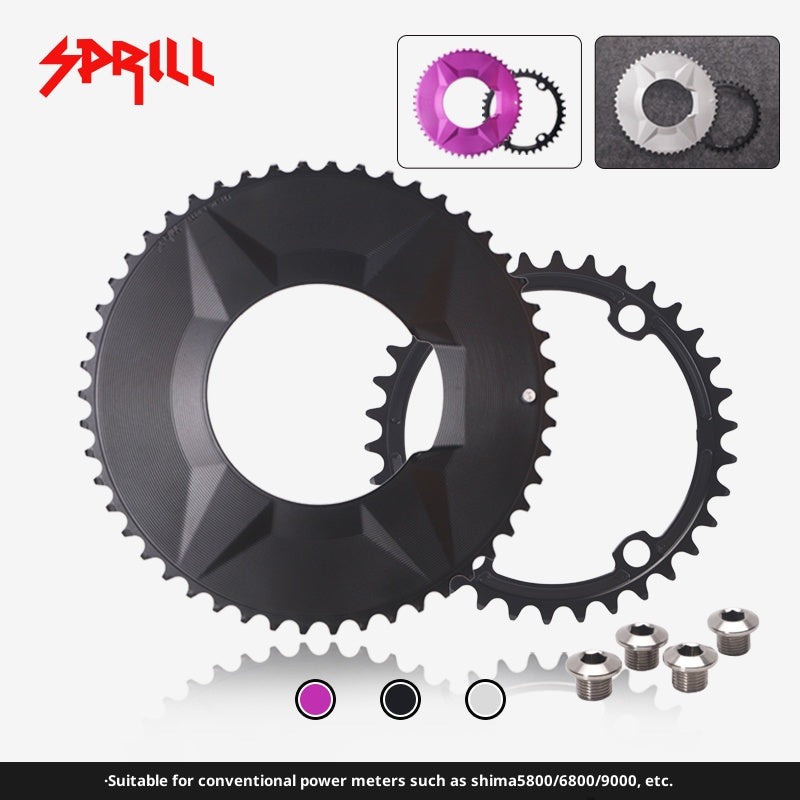 PASS QUEST SPRILL X110 3-S Full-Cover Hidden Bolt Dual Chainring | 7075 Alloy Aero Chainset | 50T-34T | 110BCD 4-Bolt