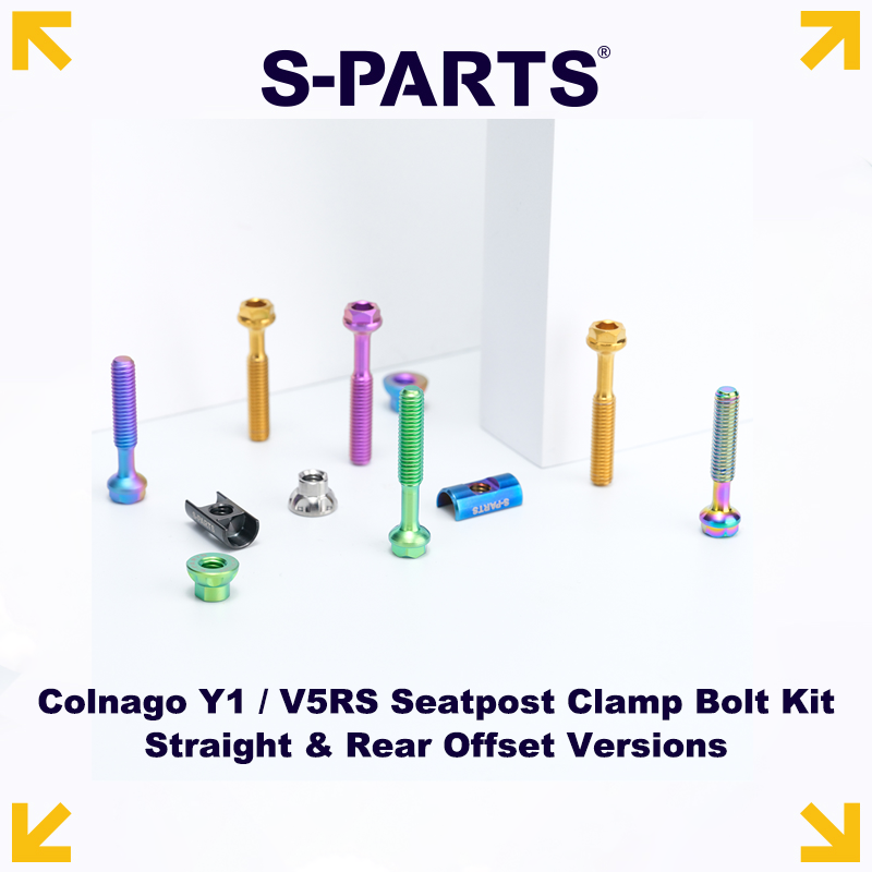 S-PARTS Titanium Seatpost Balance Bolt Kit for Colnago Y1 / V5RS – Straight & Rear-Offset Types – Multi-Color