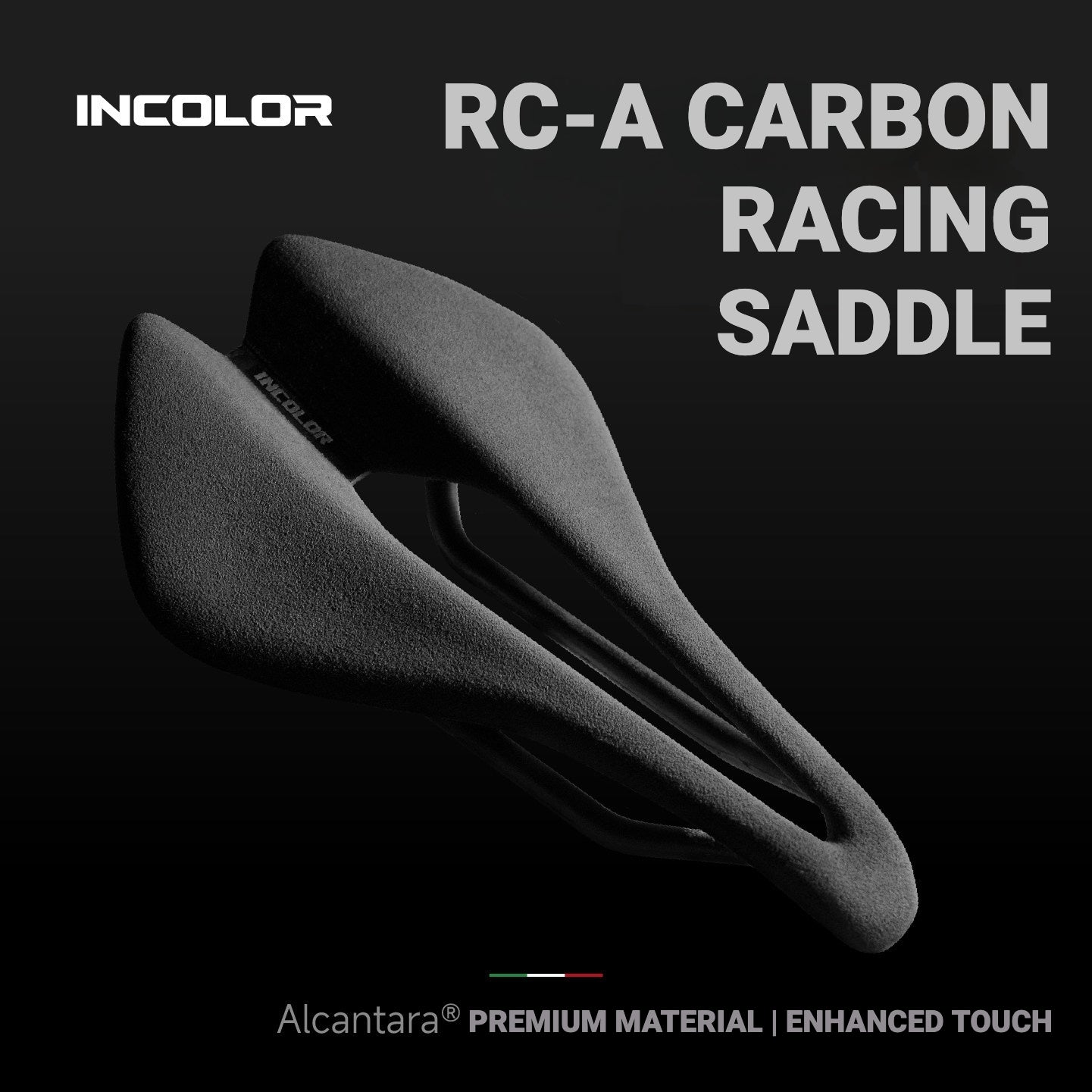 INCOLOR RC-A Alcantara Carbon Saddle | 90g Ultra-Light Short-Nose Road Bike Saddle