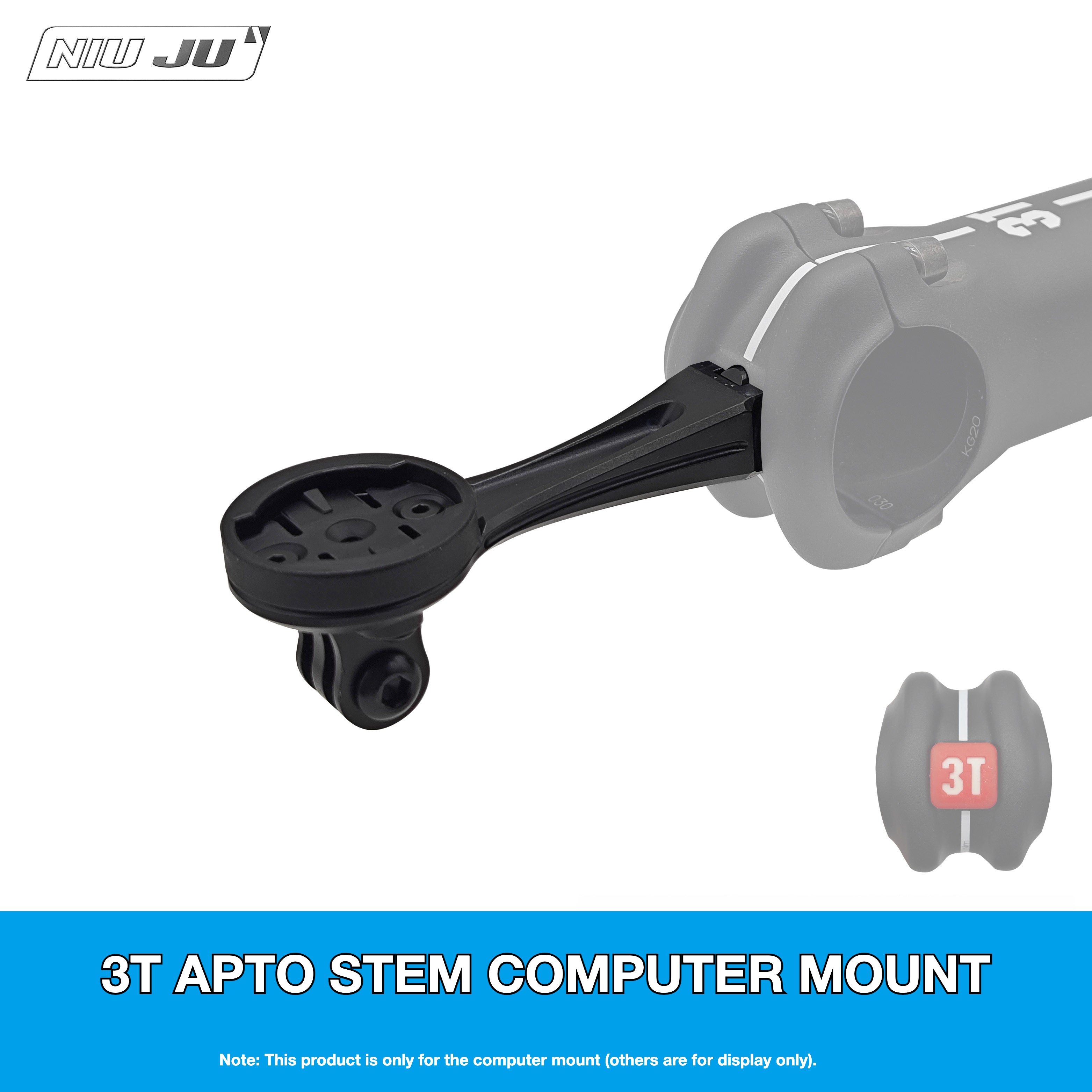 NIUJU 3T APTO Computer Mount for BARFLY & 3T Strada ICR | Garmin Wahoo GoPro Extension Mount