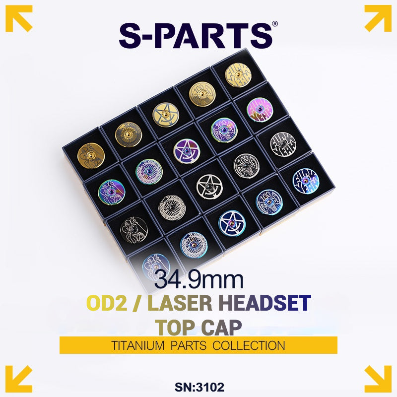 S-PARTS Titanium OD2 34.9 mm Laser Headset Cap｜CNC Machined｜Multiple Designs Available