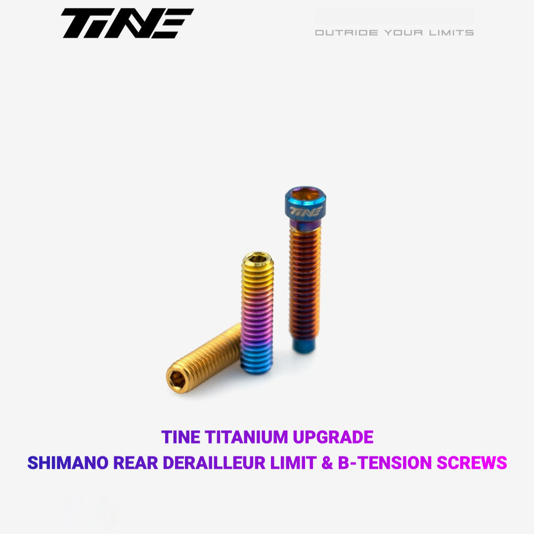TiNE Titanium Shimano Rear Derailleur Limit & B-Tension Screws | Ultra-Light TC4 Ti Upgrade