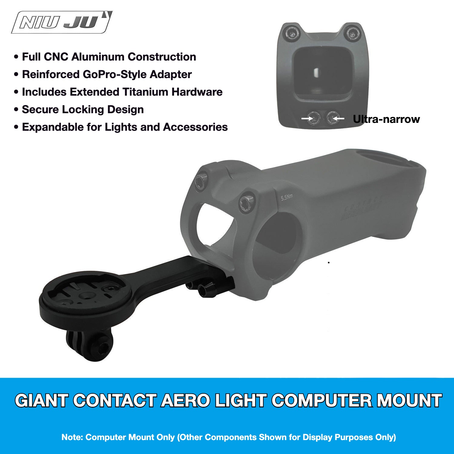 NIUJU GIANT CONTACT AEROLIGHT Computer Mount | TCR Gen 10 DEFY ADV Garmin Wahoo Mount
