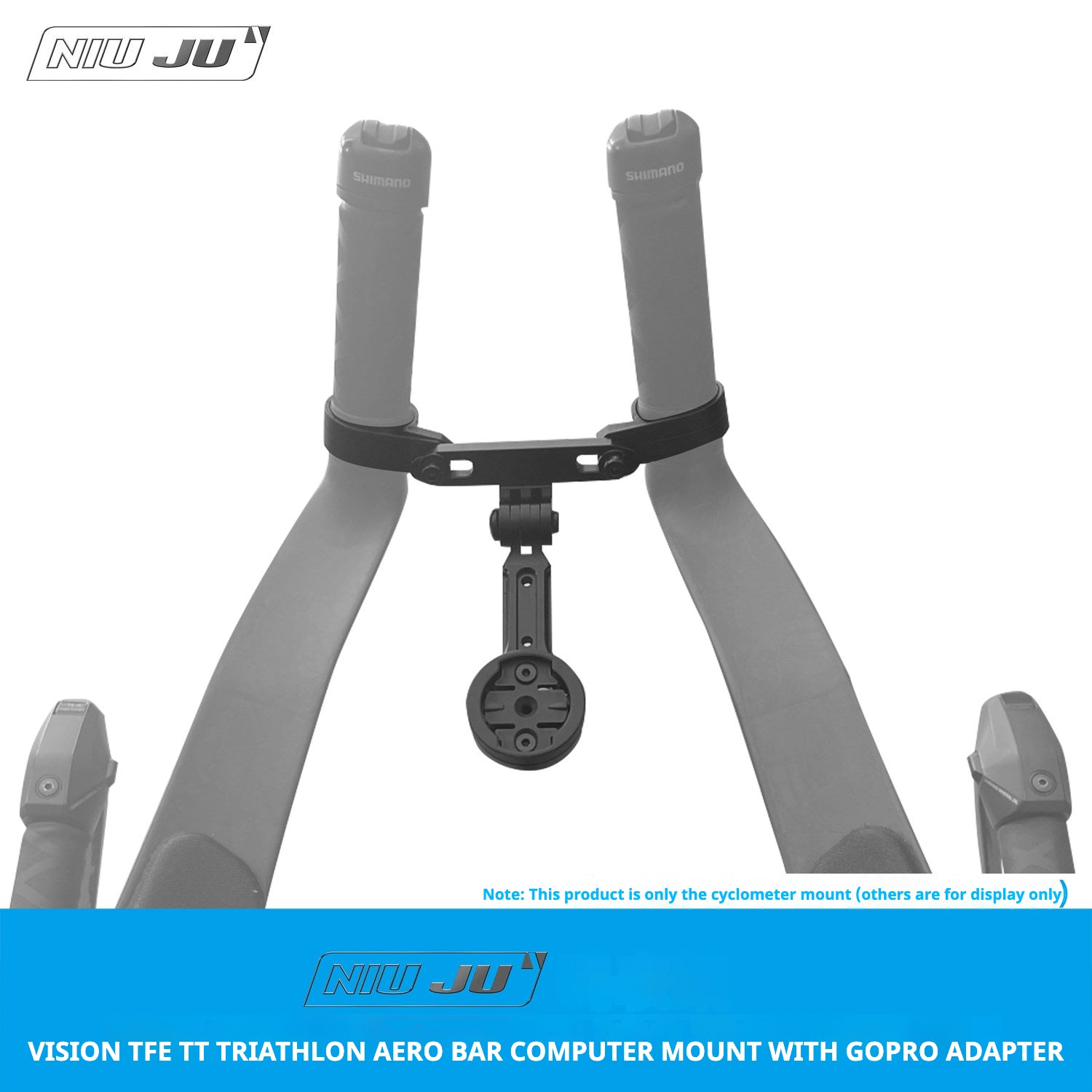 VISION TFE TT Triathlon Aero Bar Computer Mount with GoPro Adapter｜Compatible with Garmin / Wahoo / Giant / Bryton / iGPS