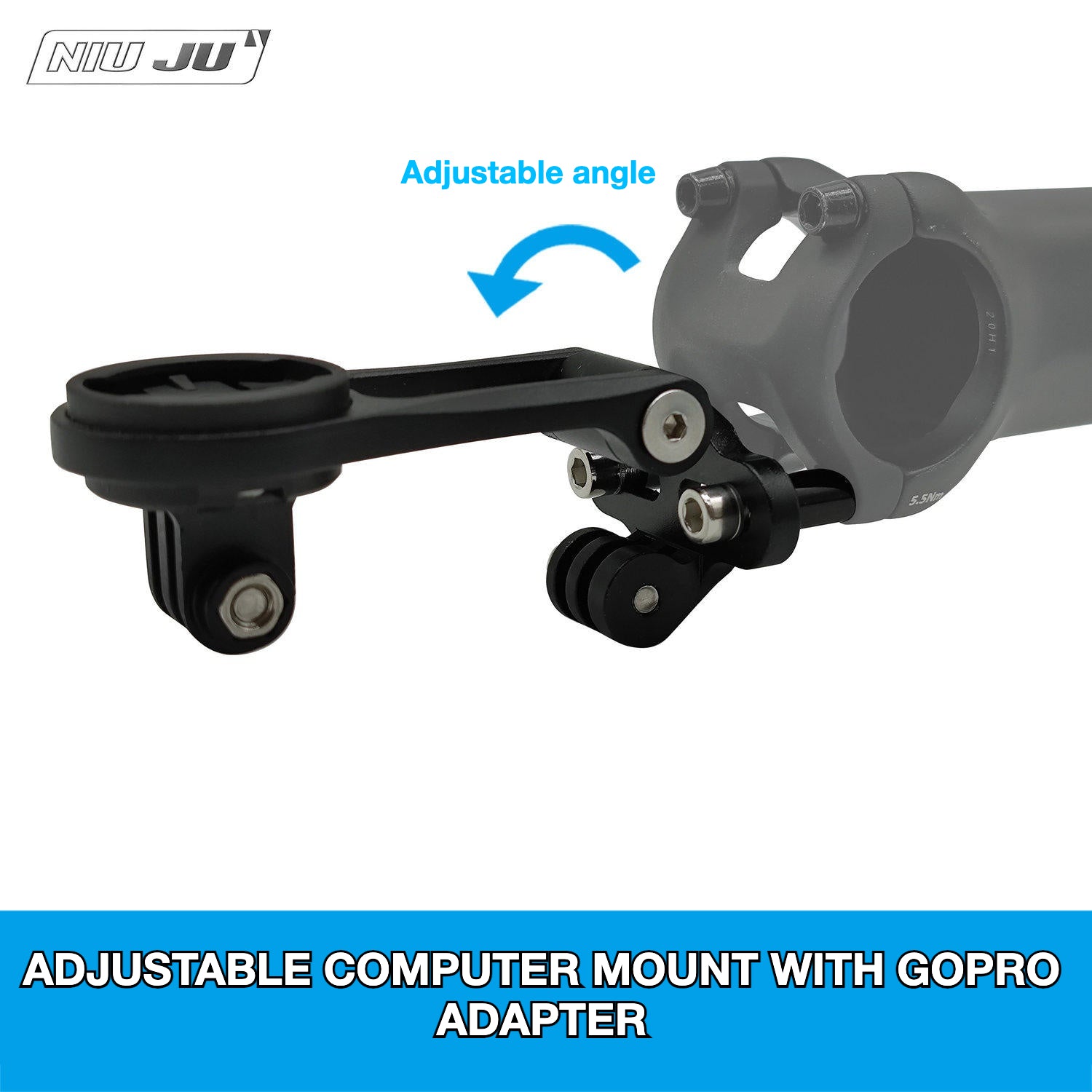 Adjustable Bike Computer Mount for Garmin & Wahoo | Dual GoPro Camera & Bike Light Mount
