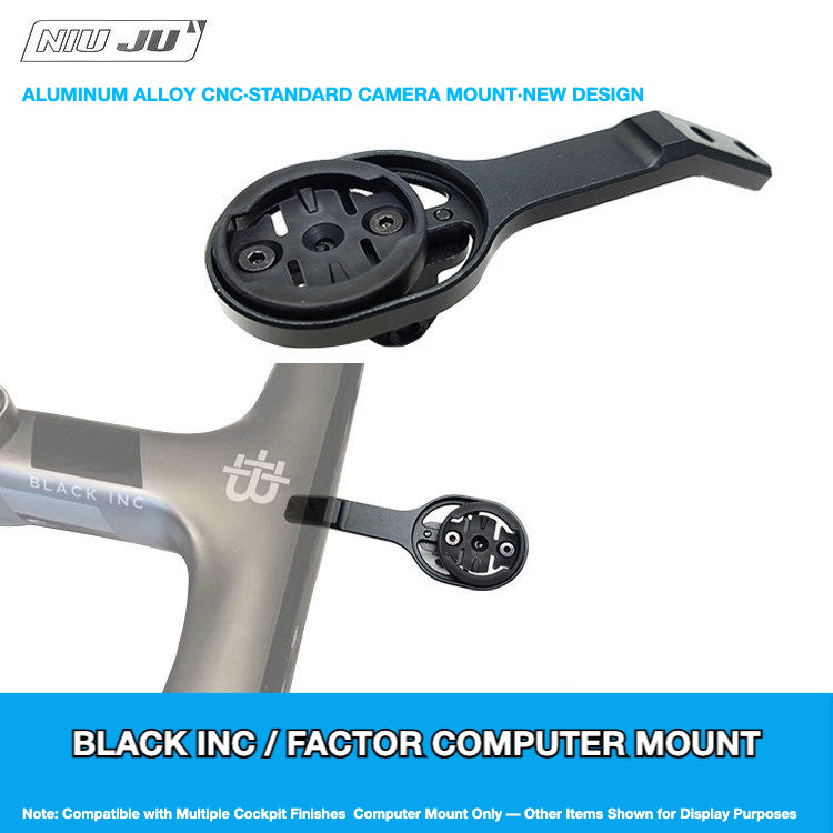 BLACK INC / FACTOR Computer Mount with GoPro Adapter – Garmin, Wahoo & Bryton Compatible