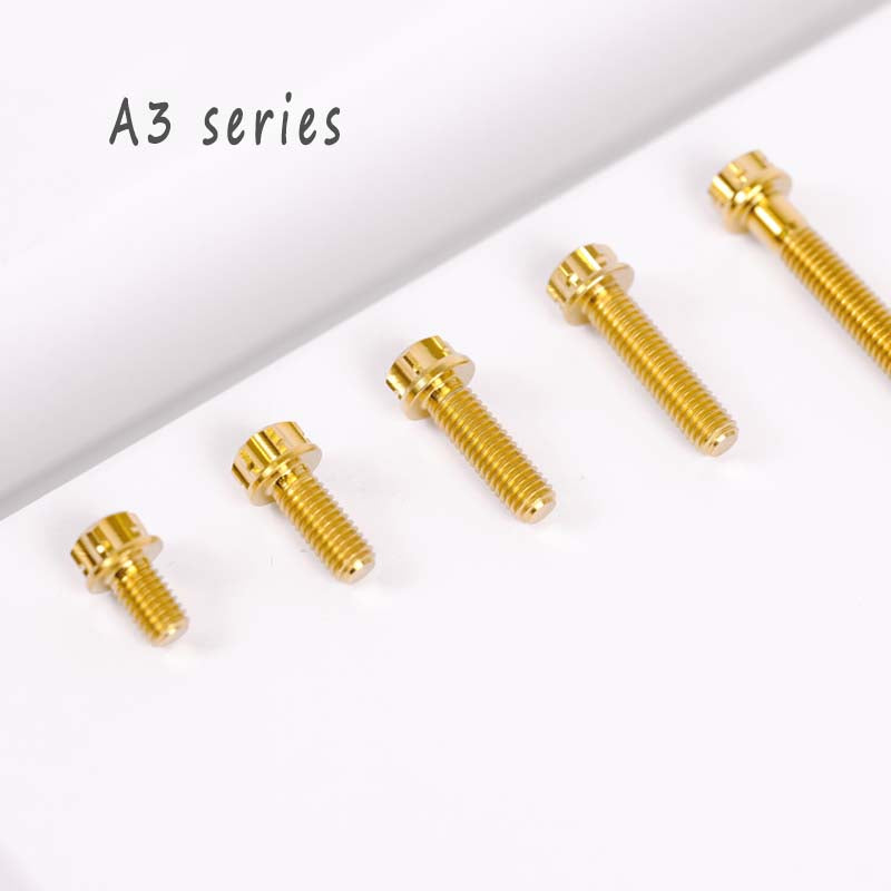 S-PARTS A3 Gold M4 Titanium Alloy Standard Parts Electric Vehicle Motorcycle Car Screw Bolt