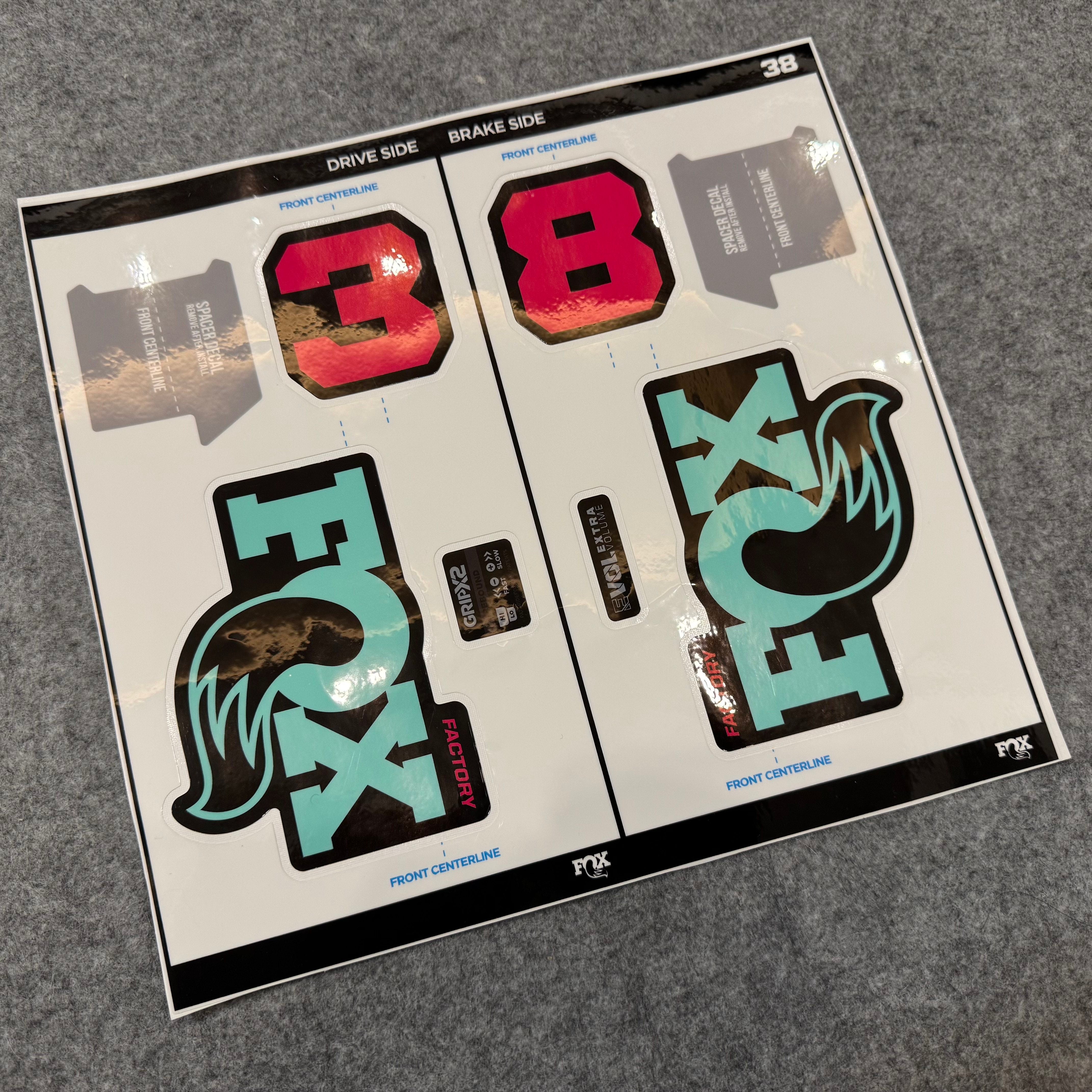 Custom Decal Kit for 2027 FOX 38 FACTORY Fork | Waterproof MTB Fork Stickers | GRIP X2