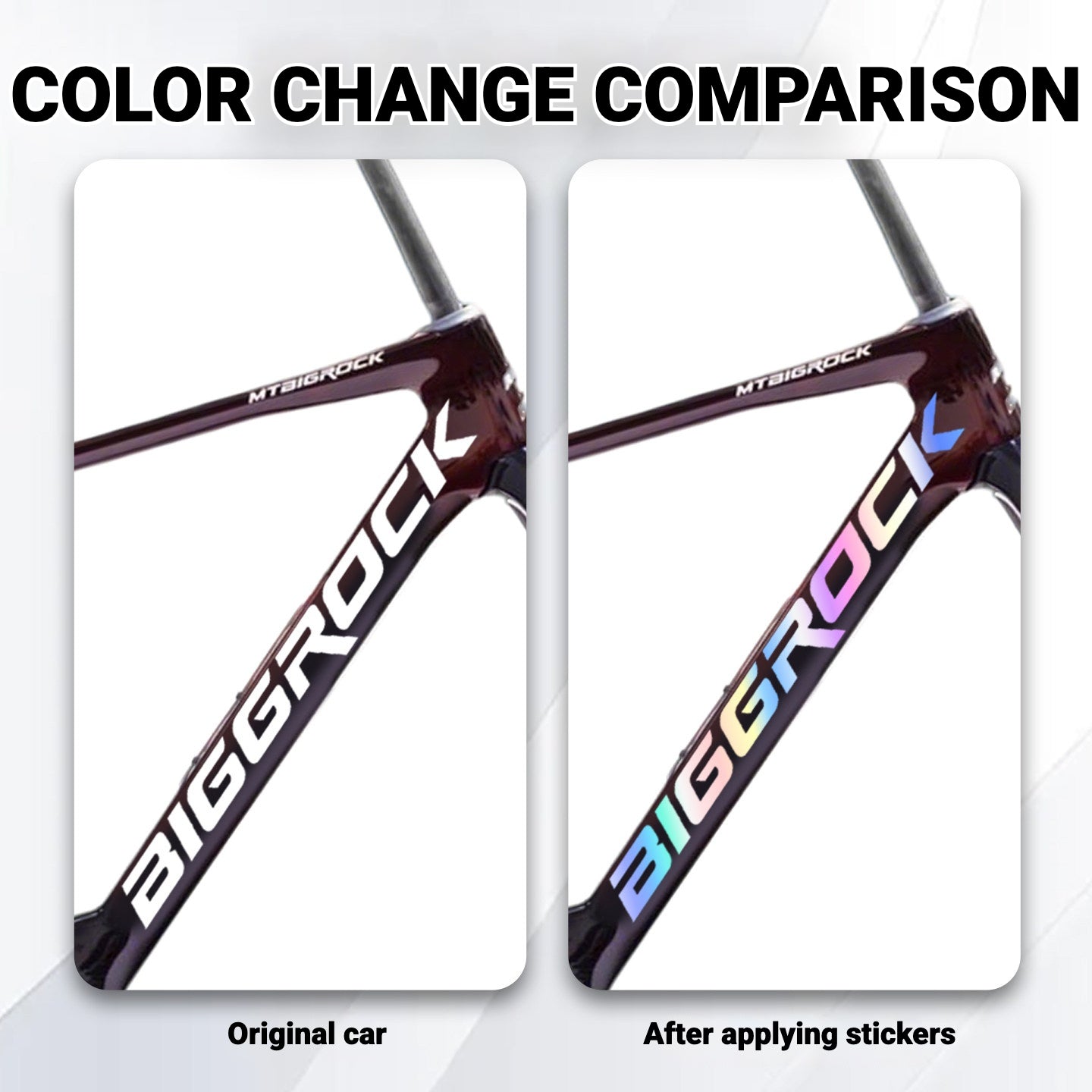 BIGROCK Aero Road Bike Frame Logo Decals | Custom Waterproof OEM Style Color Change Stickers