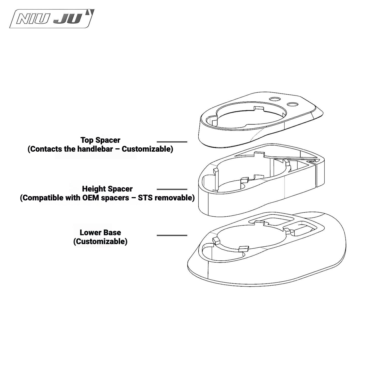 Specialized Tarmac SL7 Headset Spacer Adapter | Compatible with Roval Rapide, DEDA, EXS, Vision, THM Integrated Handlebars