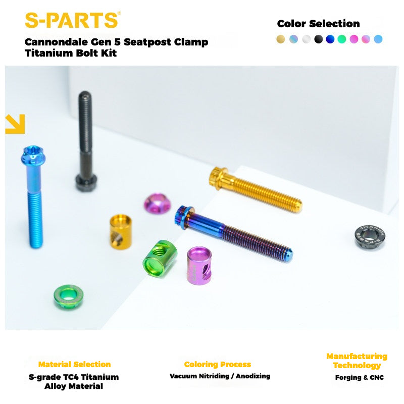 Cannondale SuperSix Gen 5 Seatpost Clamp Titanium Bolt Kit | TC4 Ti Upgrade by S-PARTS