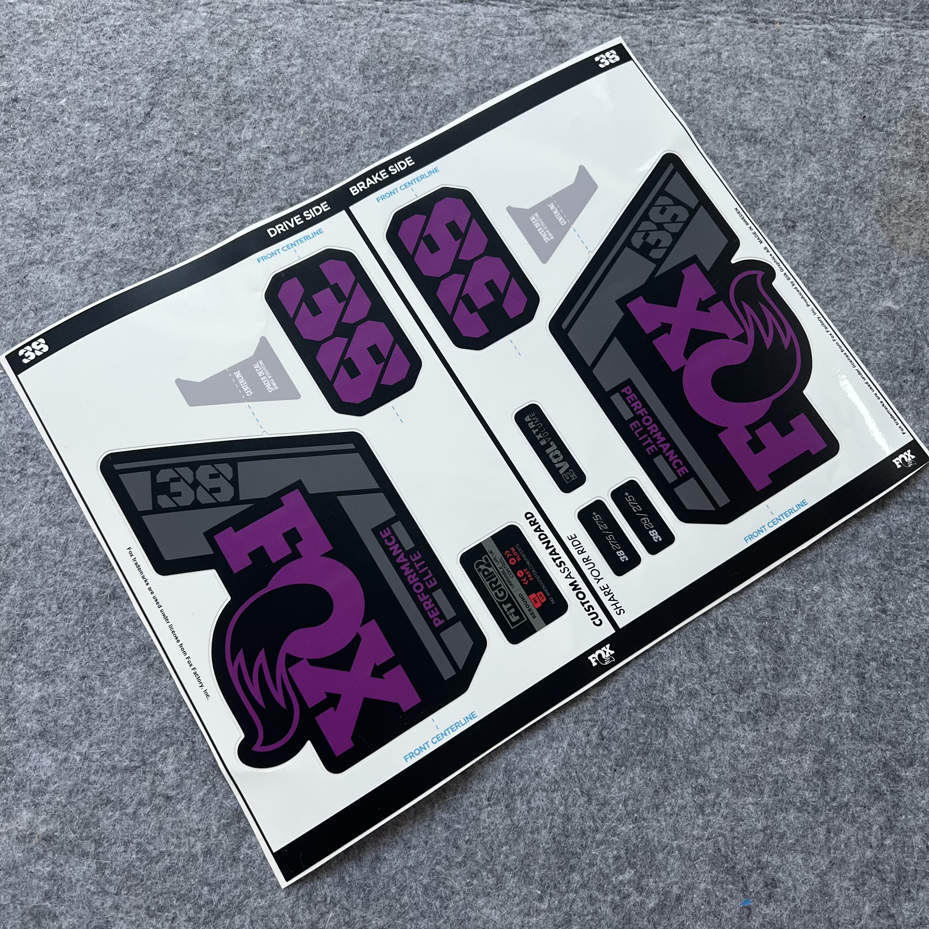 Custom Decal Kit for 2024 FOX 38 ELITE PERFORMANCE Fork | Waterproof MTB Fork Stickers | AM