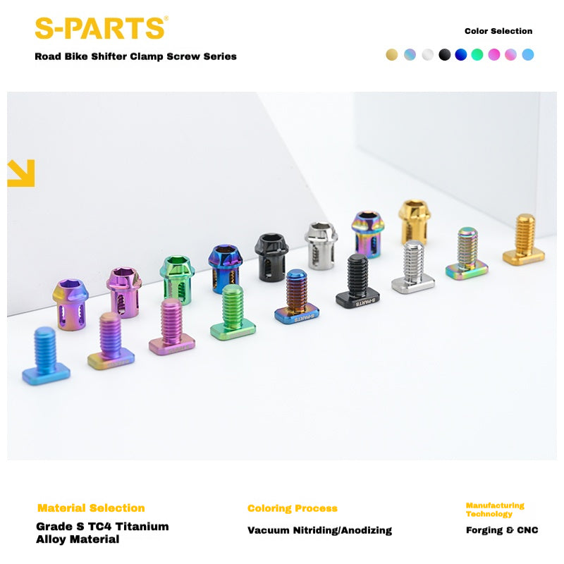 S-PARTS Titanium Clamp Bolt & Nut Set for Road Shifters – Shimano / SRAM Compatible