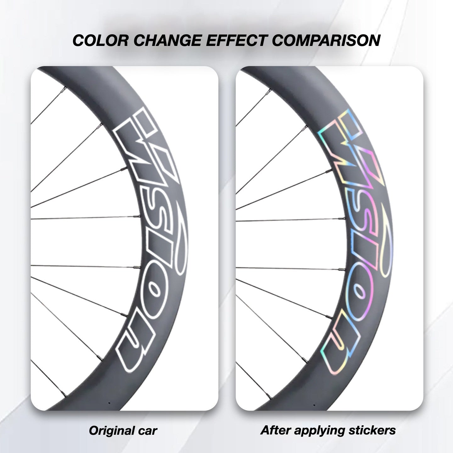Custom Decal Kit for VISION SC60 Wheels | Road Bike Carbon Rim Wrap Stickers(Complete Wheelset Decal Kit + Spare Set)