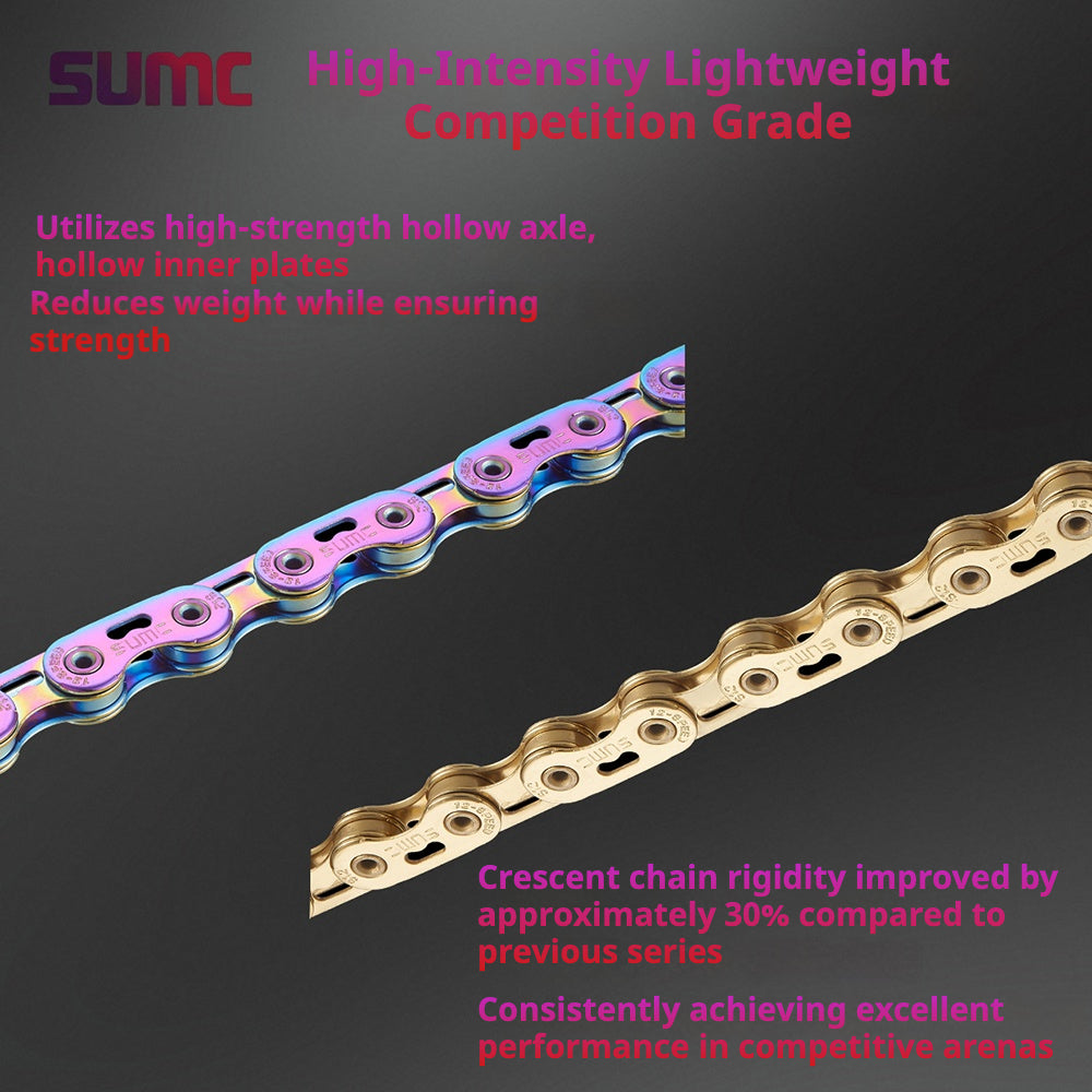 SUMC S12SLPRO 12-Speed Hollow Crescent Chain – Dual-Color Design, Compatible with Shimano 12s