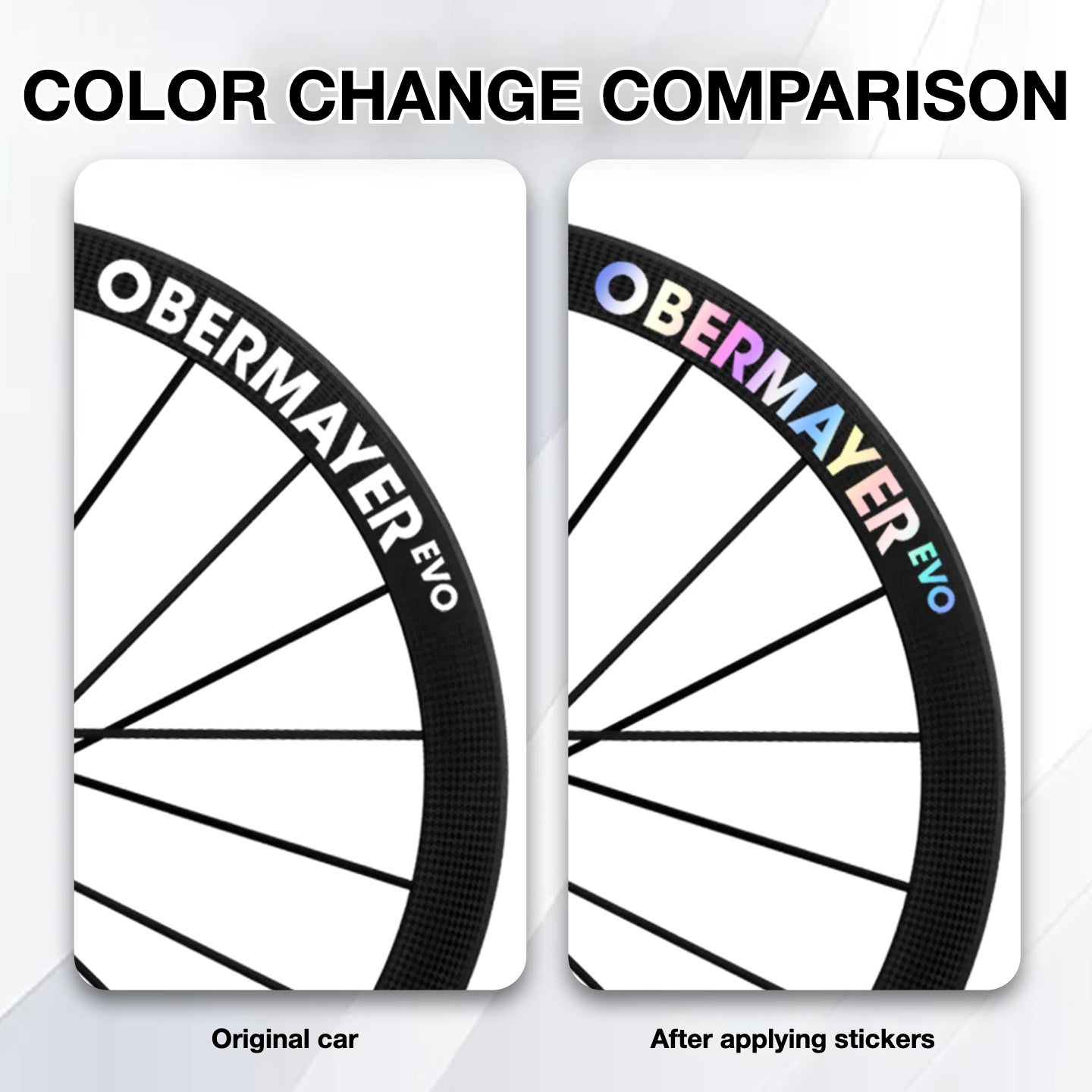 Lightweight Obermayer EVO Wheel Decal Sticker Kit – Logo Cover & Color Change