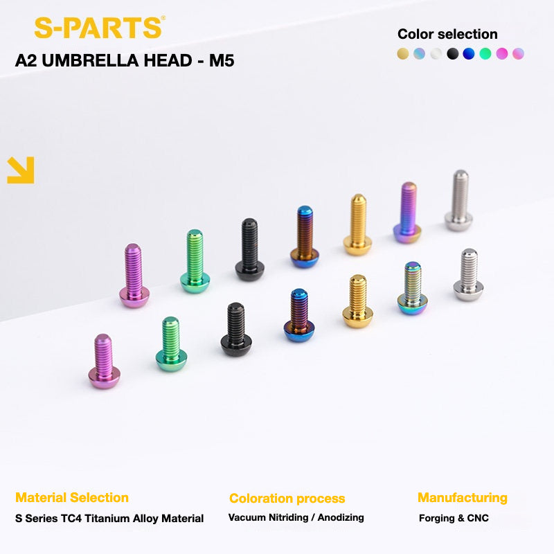 S-PARTS A2 Titanium Button Head Bolts M5 x 8–34mm