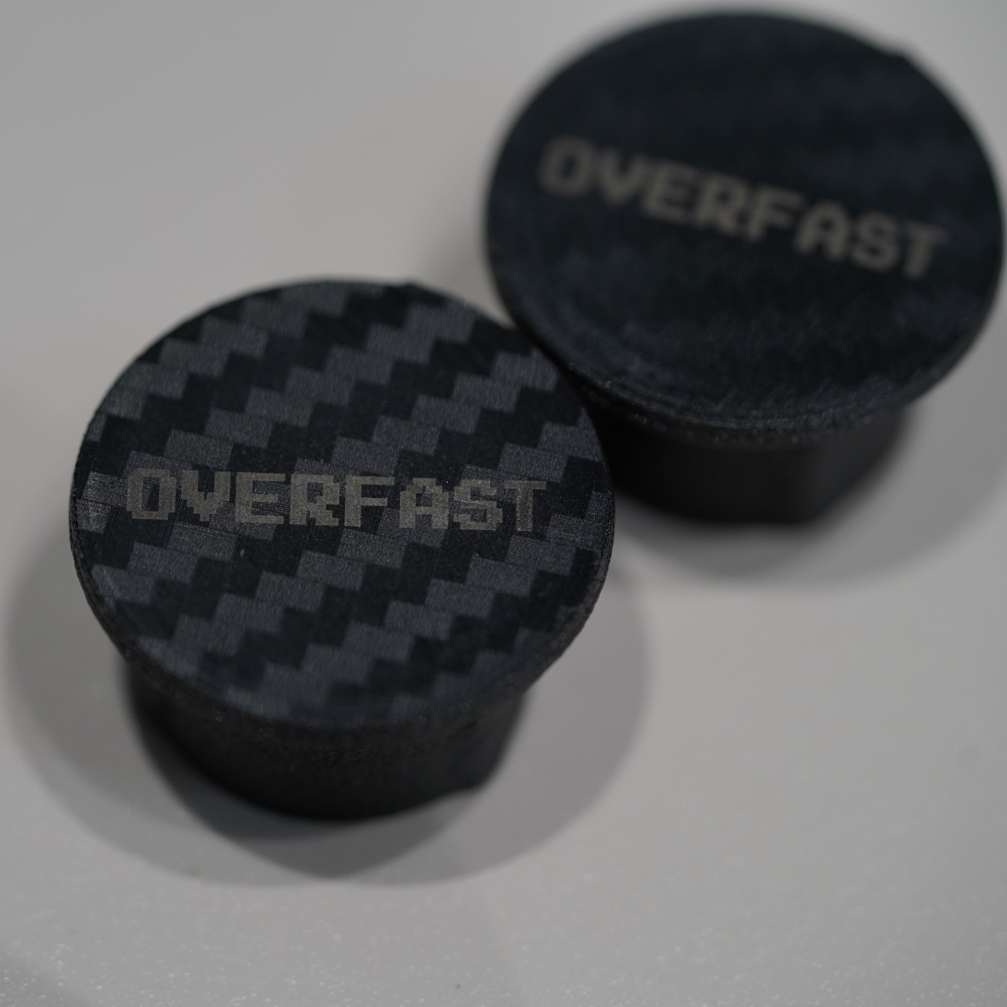 OVERFAST 1.2g Ultra-Light 3D Printed Handlebar End Plugs | 3K Carbon Fiber Texture