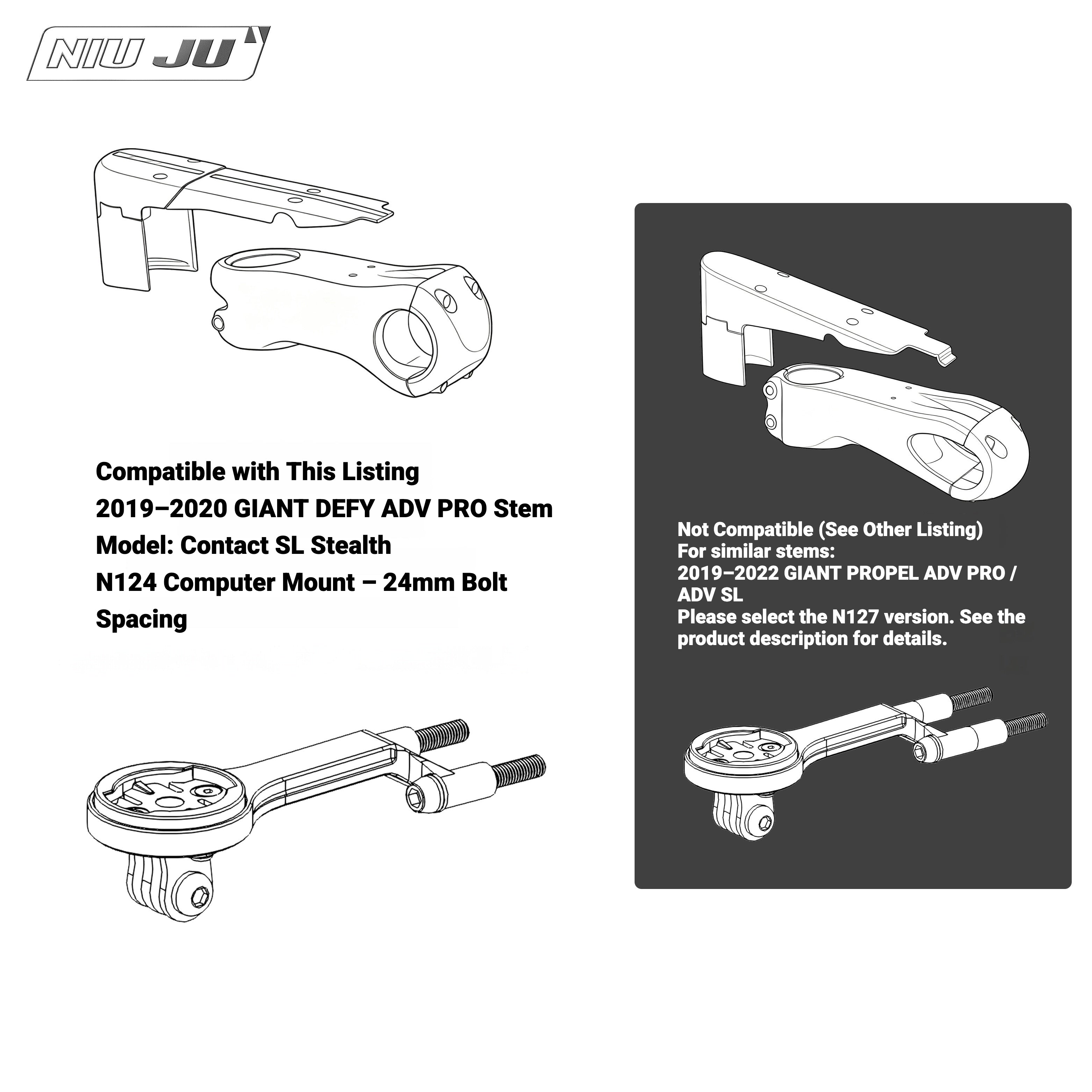 NIUJU Computer Mount for GIANT CONTACT SL Stem | DEFY Advanced Pro 2019–2020