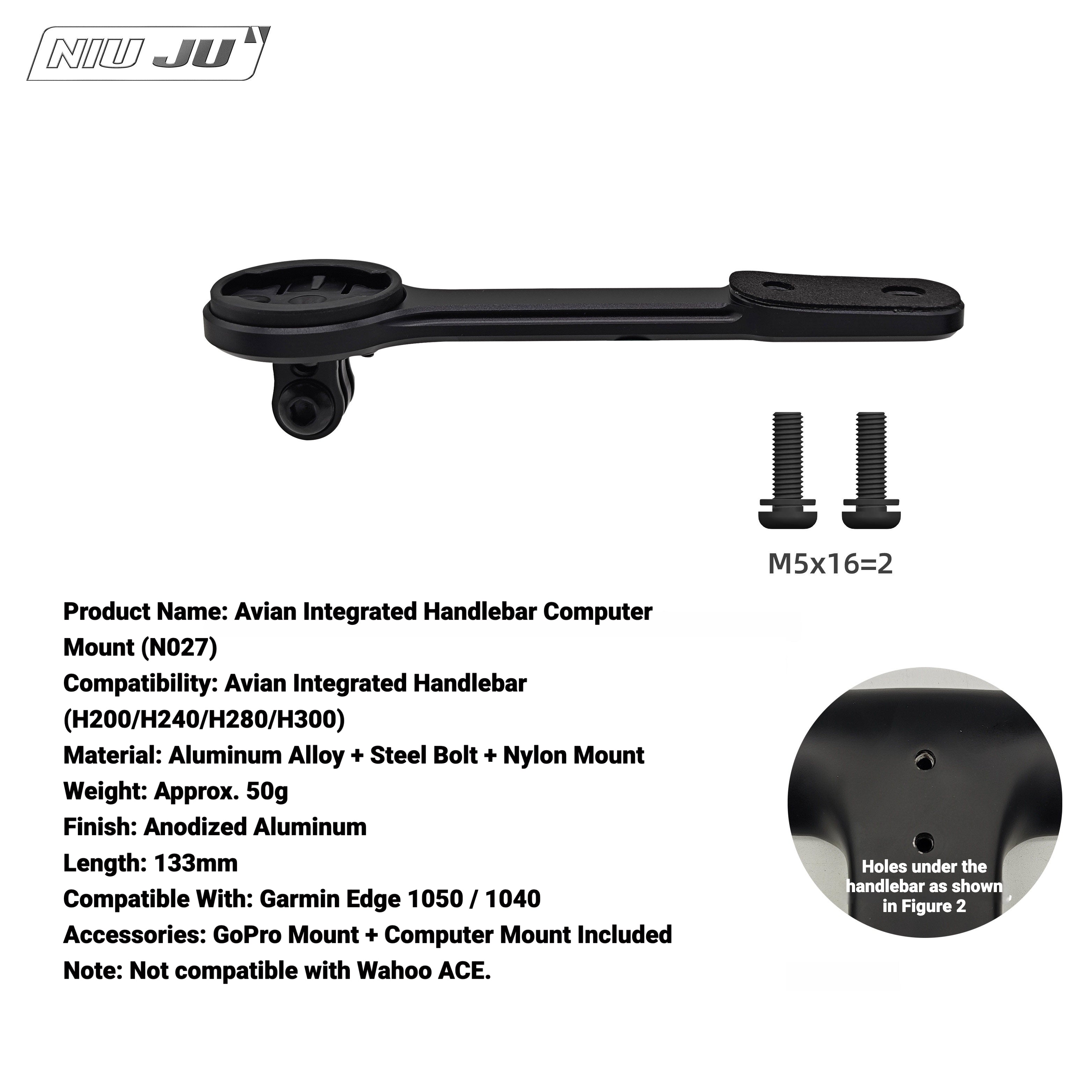 Avian Carbon Integrated Handlebar Computer Mount | Wahoo ELEMNT ACE Compatible Aero Bike Mount