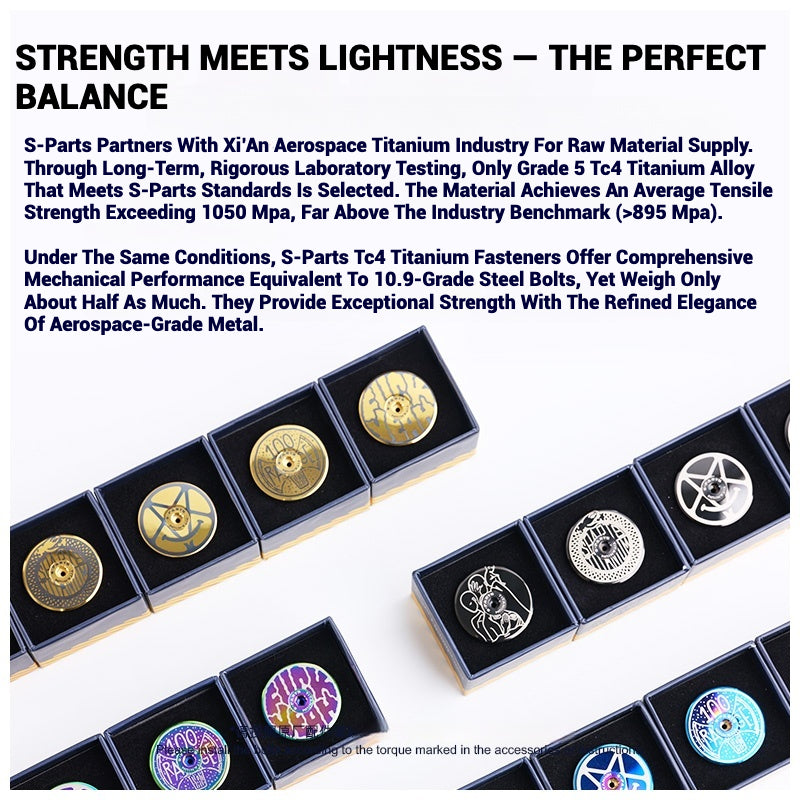 S-PARTS Titanium OD2 34.9 mm Laser Headset Cap｜CNC Machined｜Multiple Designs Available