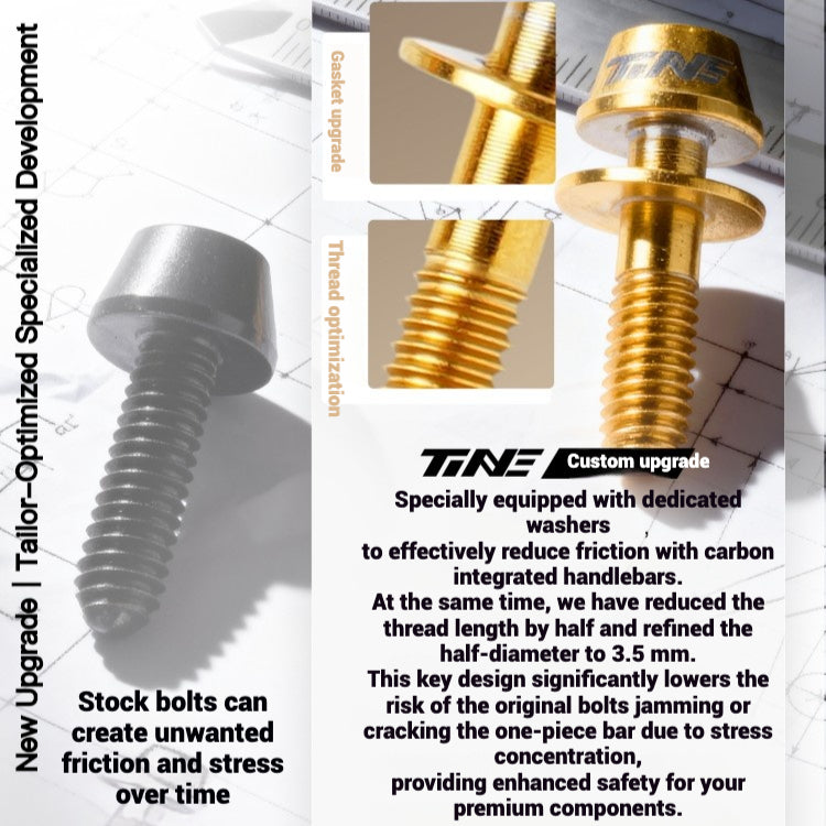 TiNE Titanium Alloy Screws for DARIMO Nexum Drag Integrated Handlebar – M4×16 Lightweight Stem Bolts (8 Colors)