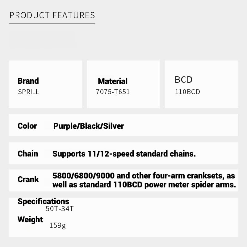 PASS QUEST SPRILL X110 3-S Full-Cover Hidden Bolt Dual Chainring | 7075 Alloy Aero Chainset | 50T-34T | 110BCD 4-Bolt