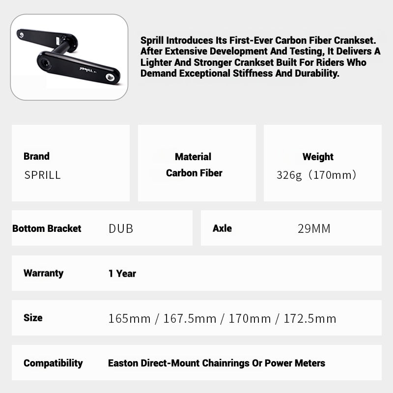 SPRILL High-Strength Carbon Road Crankset | Ultra-Lightweight | EASTON-Compatible with XCADEY Gen2 Power Meter