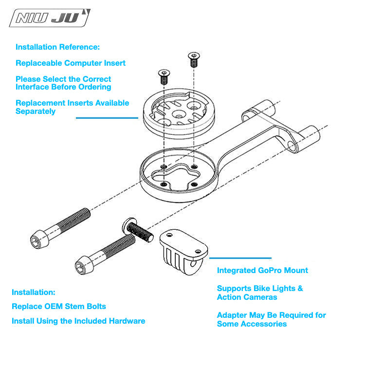 LOOK LS1 ALLOY Stem Computer Mount with CNC Camera Adapter