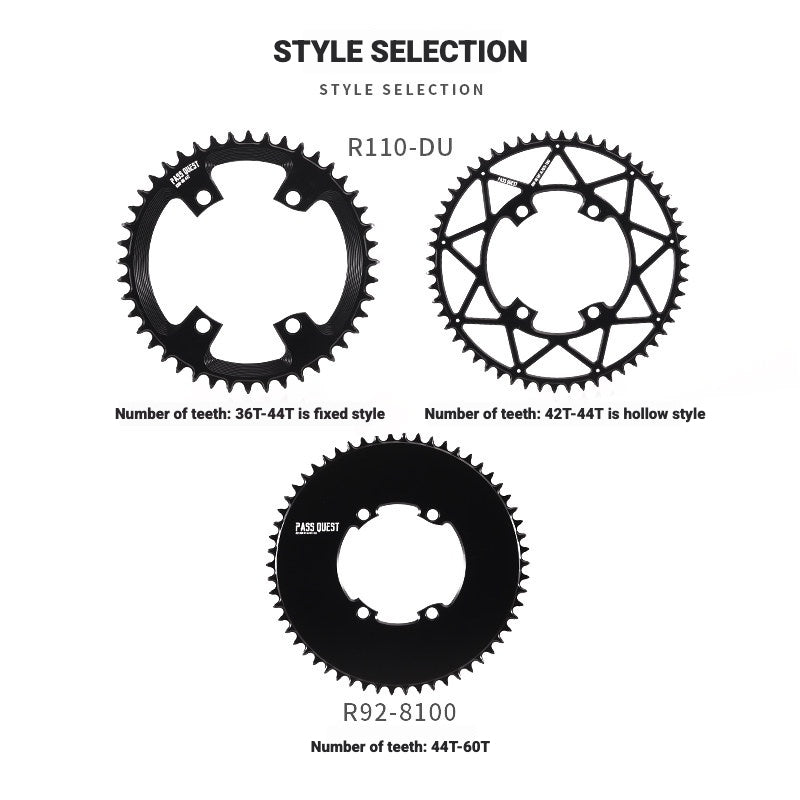 PASS QUEST 110BCD Narrow-Wide Chainring for Shimano R7100 / R8100 / R9200 | 36T–58T