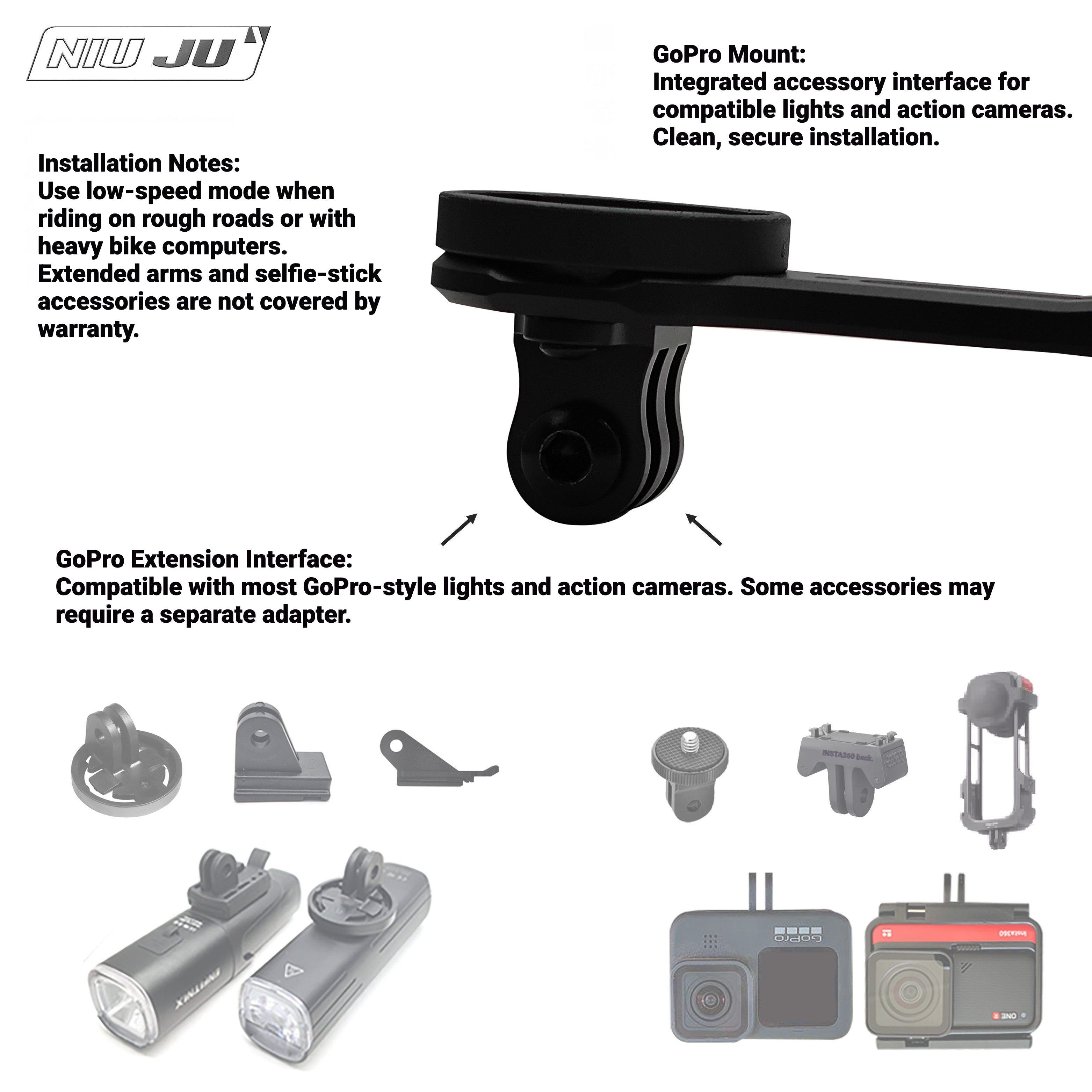 NIUJU Computer Mount for Shimano PRO VIBE SPRINT Stem | Garmin Wahoo Bike Mount