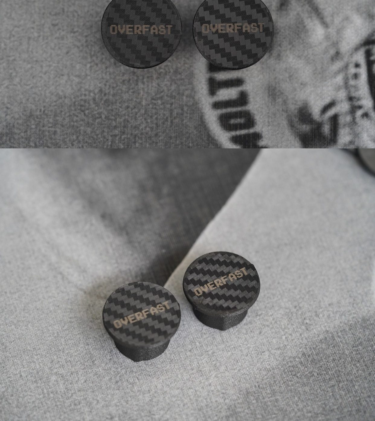 OVERFAST 1.2g Ultra-Light 3D Printed Handlebar End Plugs | 3K Carbon Fiber Texture