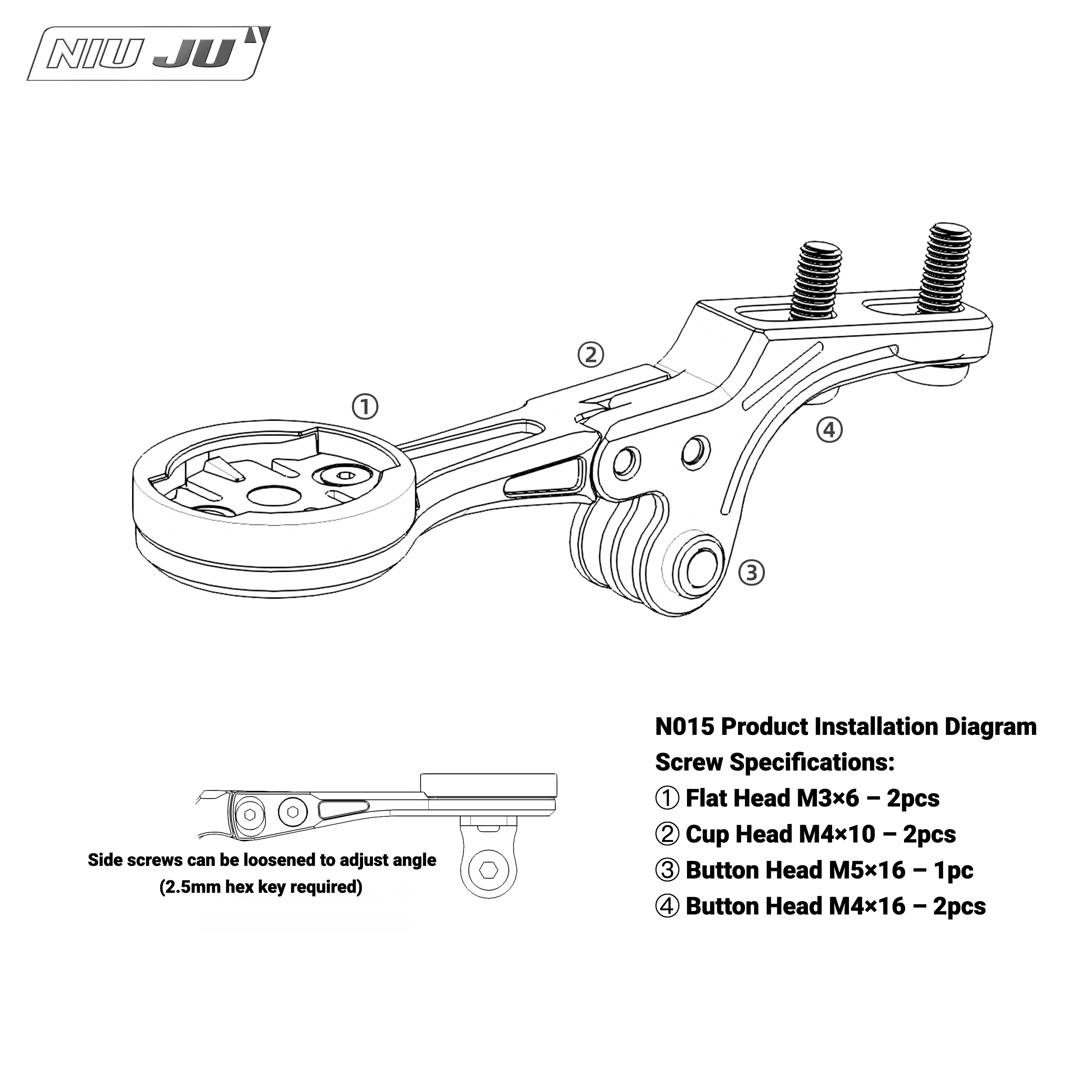 NIUJU Computer Mount for Rolling Stone Gen 3 MANTA Integrated Handlebar | Garmin 1050 / Wahoo ACE Compatible