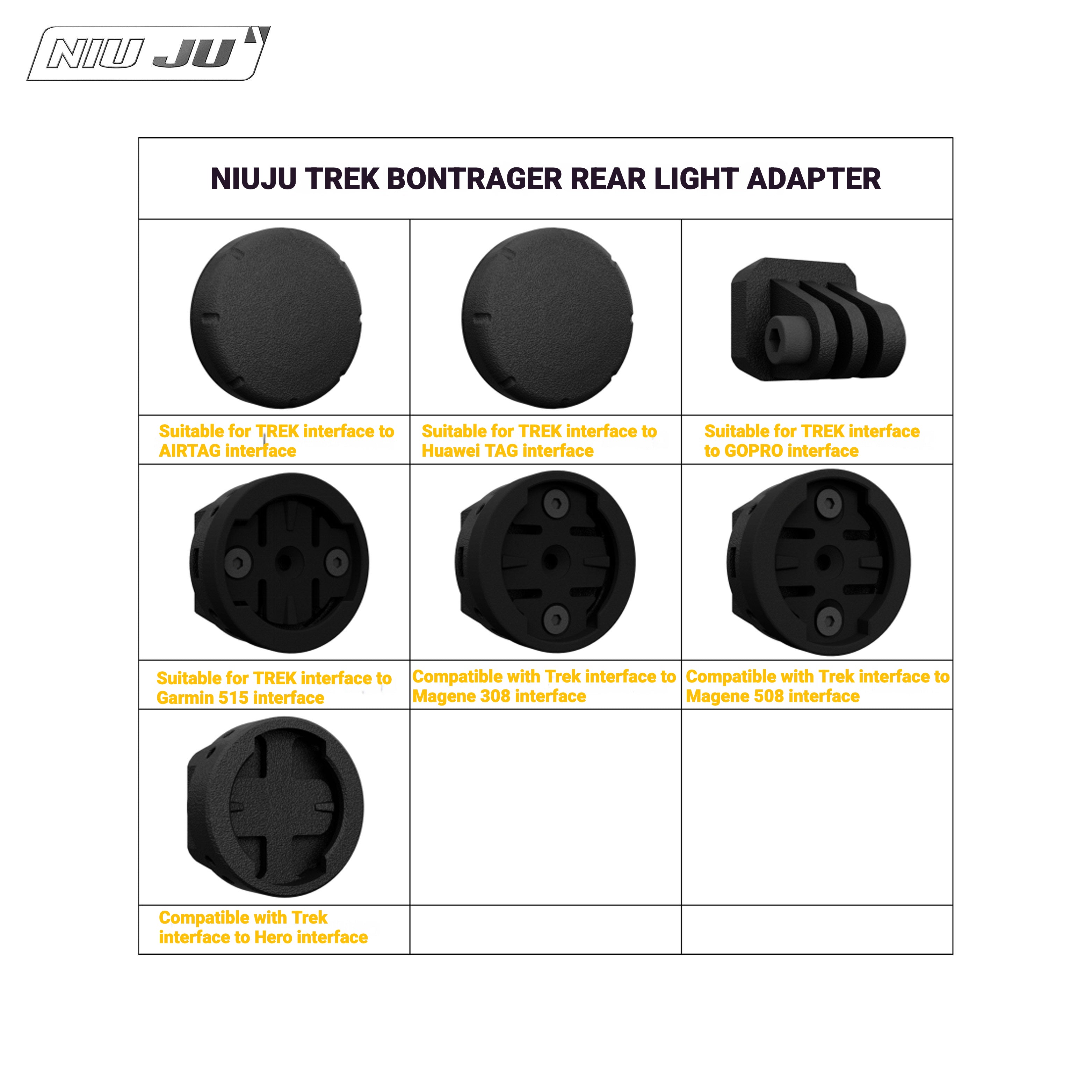 NIUJU Rear Light Adapter for TREK Bontrager Mount | Garmin Varia / Magene Compatible