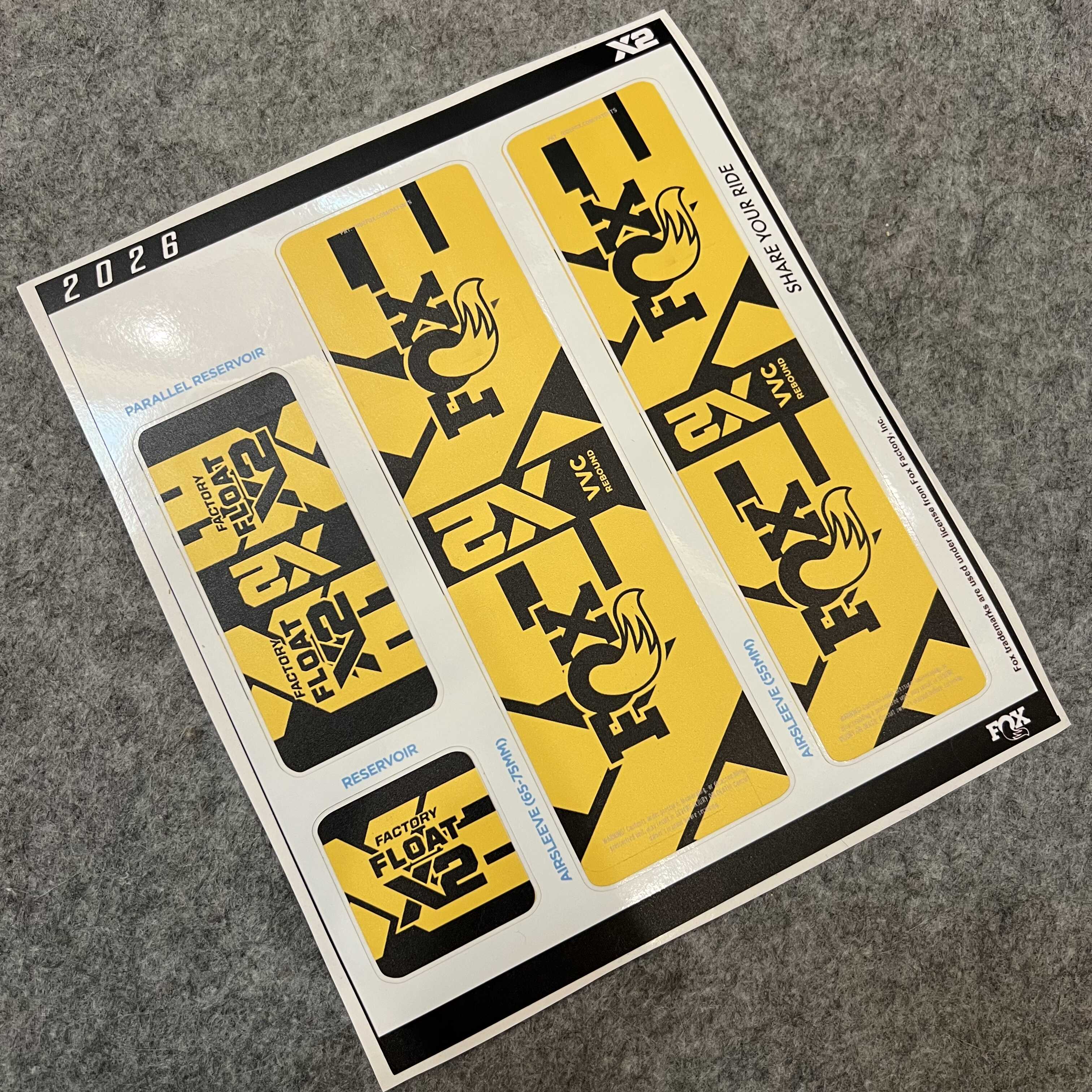 2026 FOX FLOAT X2 Rear Shock Decal Kit | Waterproof MTB Suspension