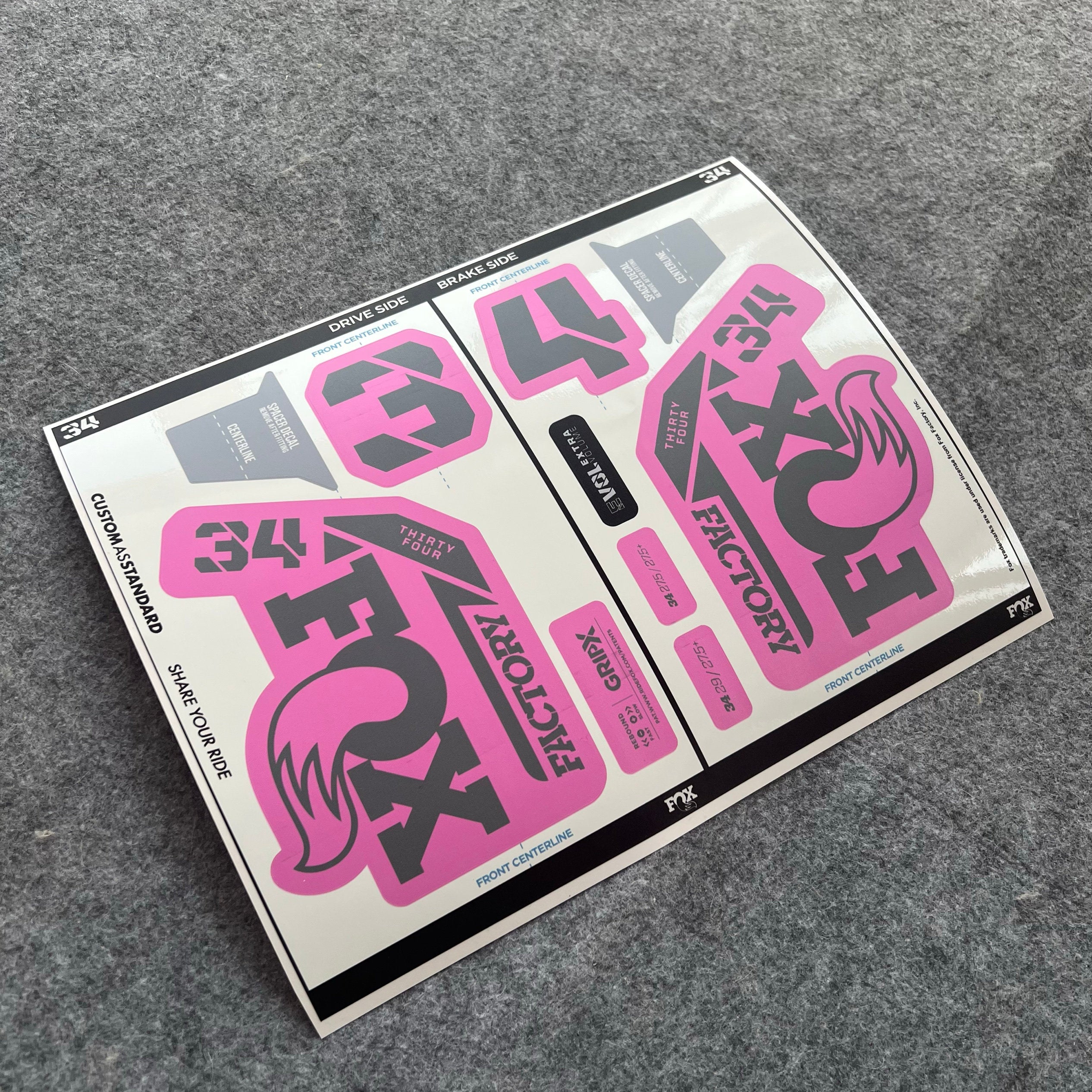 Custom Decal Kit for 2025 FOX 34 FACTORY Fork | Waterproof & Scratch-Resistant MTB Stickers | GRIP X