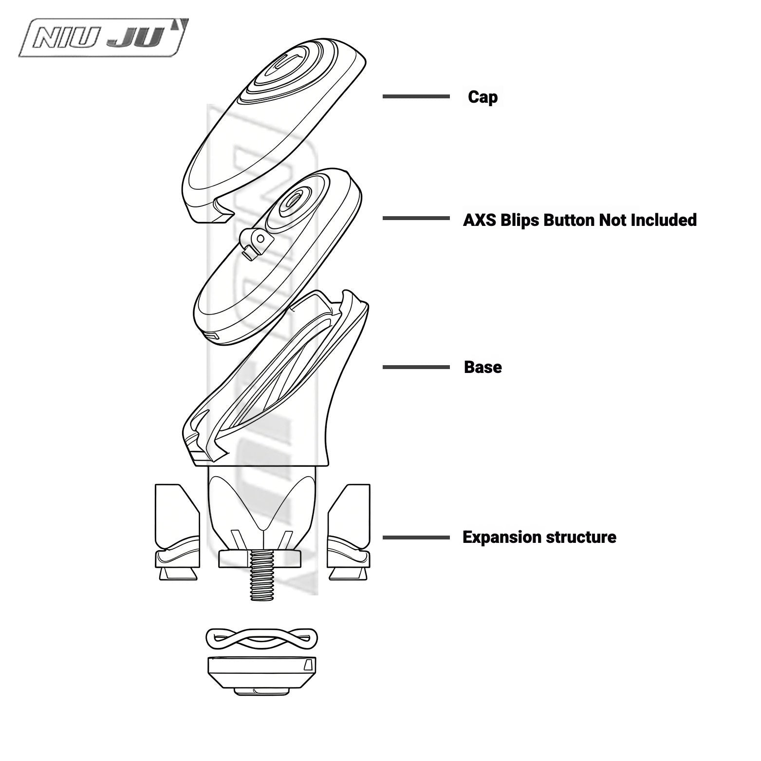 NIUJU LEAP Mount for SRAM AXS Wireless Blips | TT Aero Bar Button Base