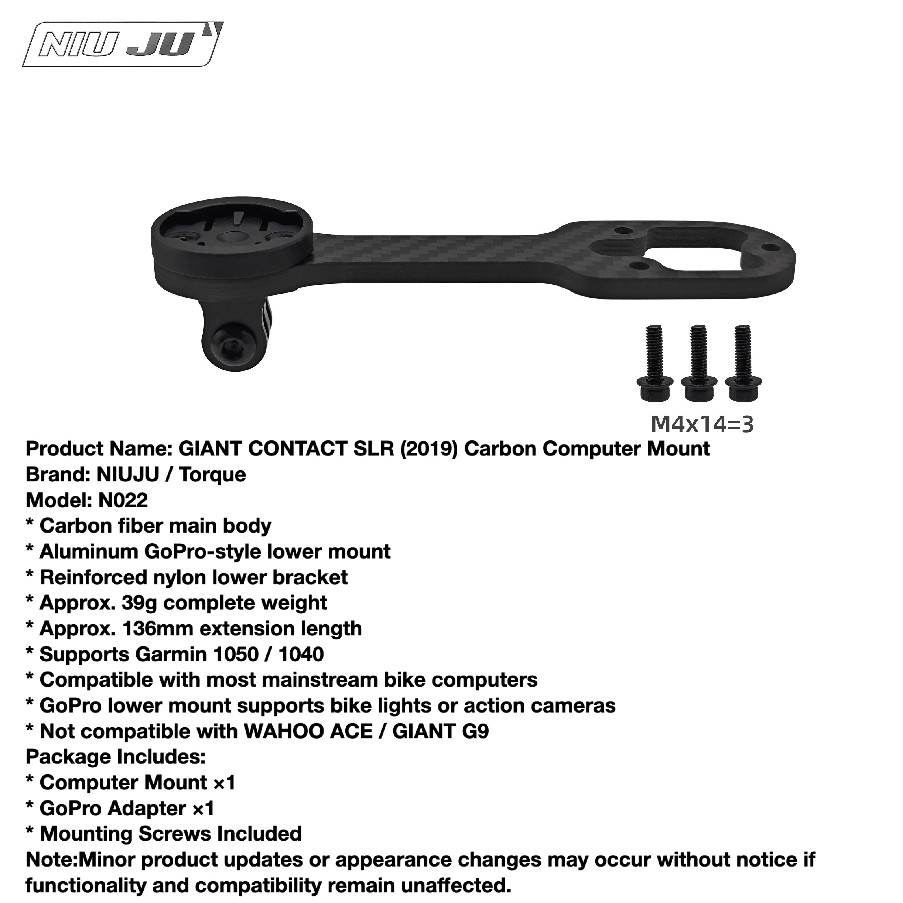 Torque Computer Mount Extension Compatible with GIANT 2019 CONTACT SLR AERO Integrated Handlebar