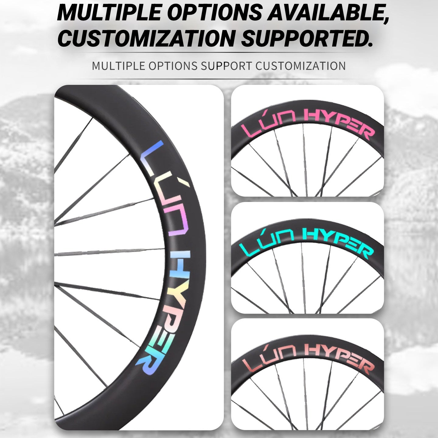 Infinity Logo Decals for Lún HYPER 5 D60 Gen 5 Wheelset | Waterproof Rim Overlay Stickers（Complete Decal Set for Two Wheels + Spare Decals Included）