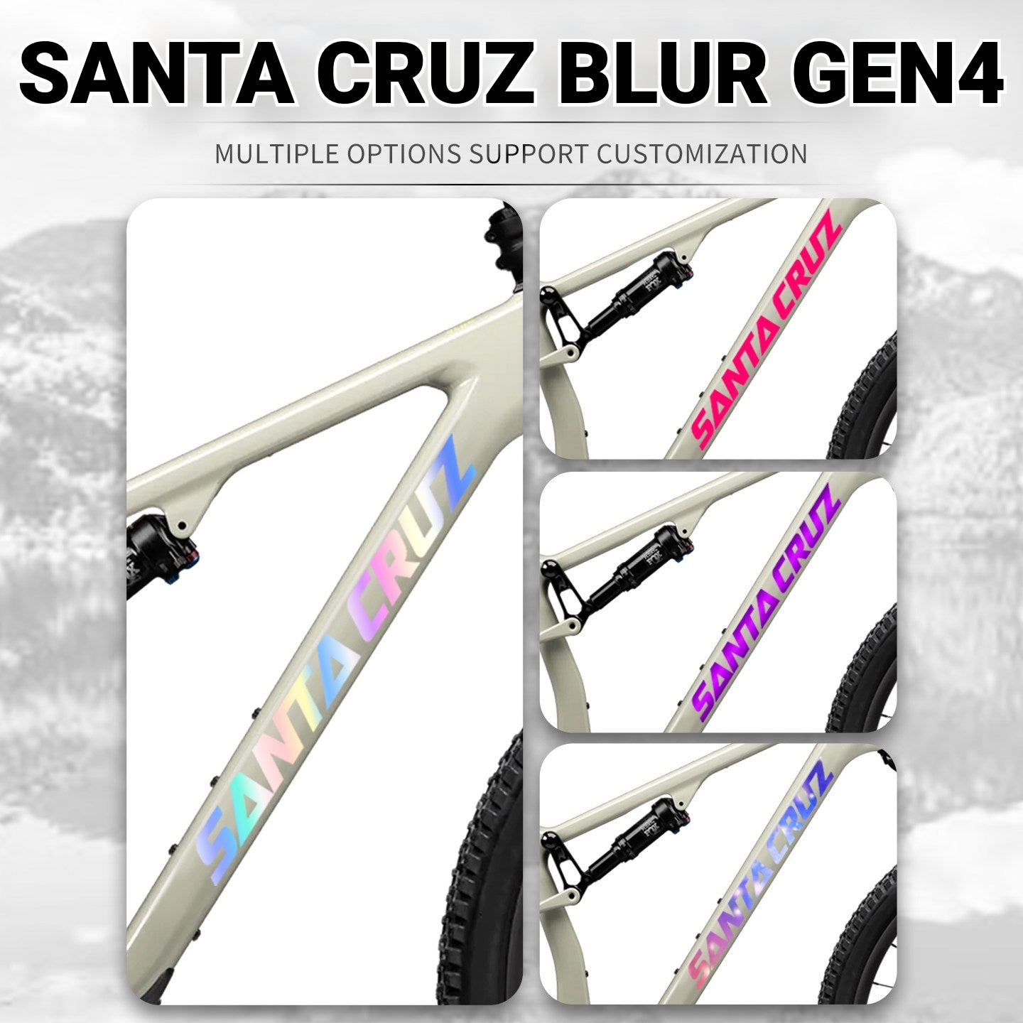 SANTA CRUZ Blur 4 Frame Logo Decal Kit | Custom Color Change MTB Sticker