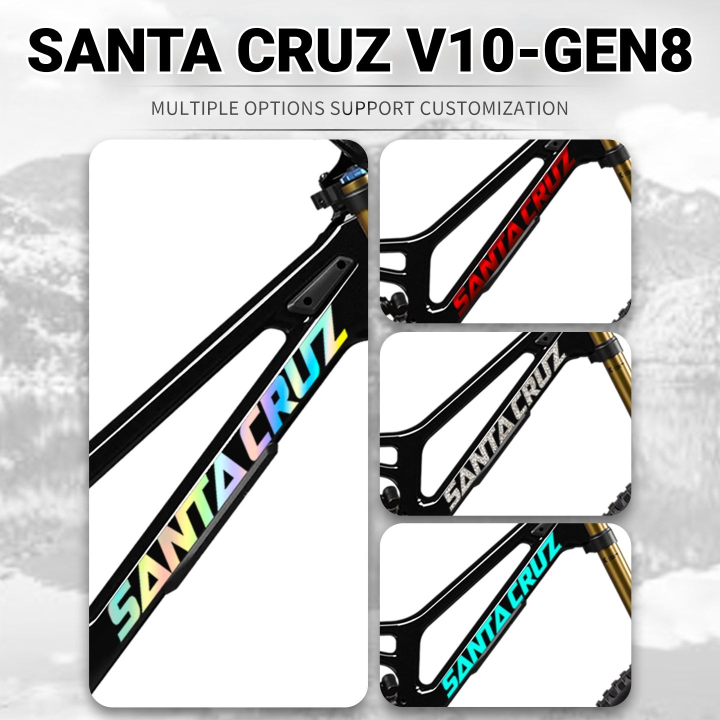 SANTA CRUZ V10 Gen 8 Frame Logo Decal Kit | Custom Color Change Downhill MTB Sticker