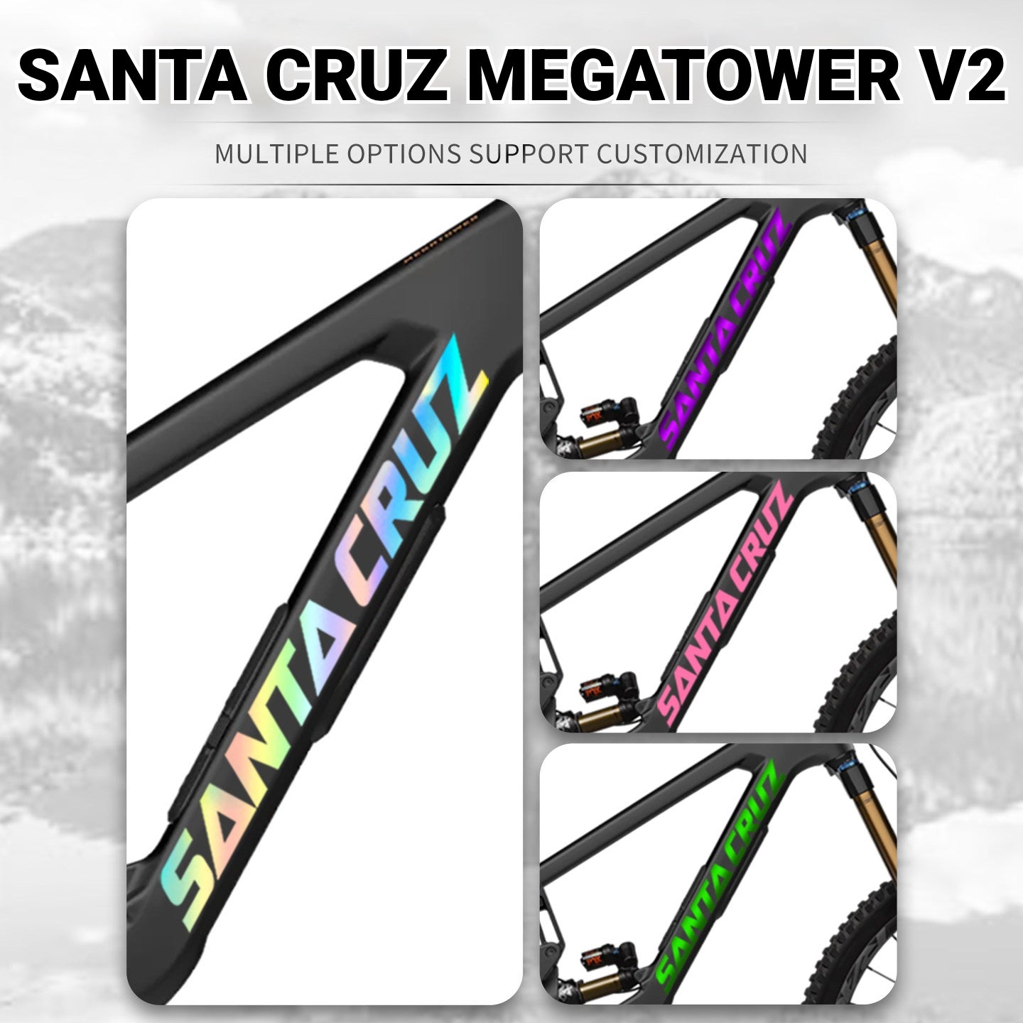 SANTA CRUZ Megatower V2 Frame Logo Decal Kit | Custom Color Change MTB Sticker