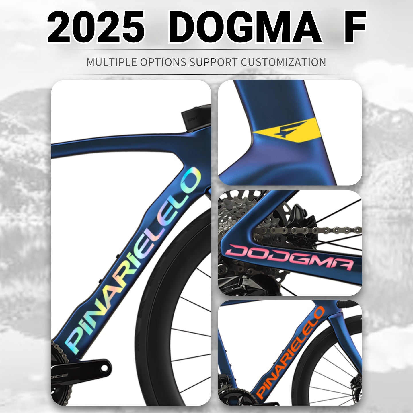 PINARELLO DOGMA F 2025/2026 Frame Logo Cover Decal Kit | 430–575mm | OEM Logo Overlay Stickers | Waterproof Vinyl Bike Frame Decals