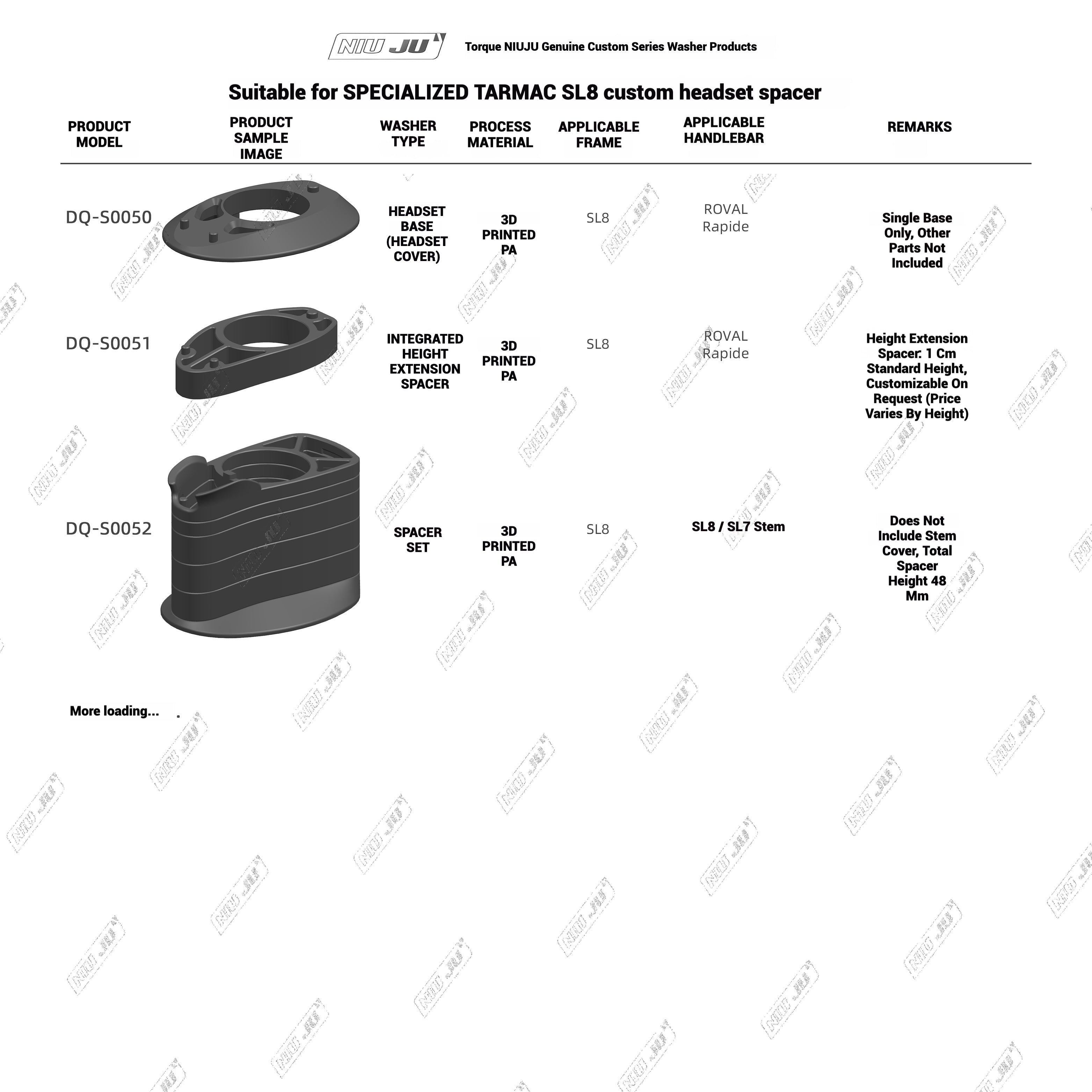 Specialized Tarmac SL8 Custom Headset Spacer | 3D Printed Adapter for Black Inc, Roval Rapide, Shimano Pro Vibe EVO, EXS, SEKA, The One Pro, Farsport, Cadex, ENVE, THM
