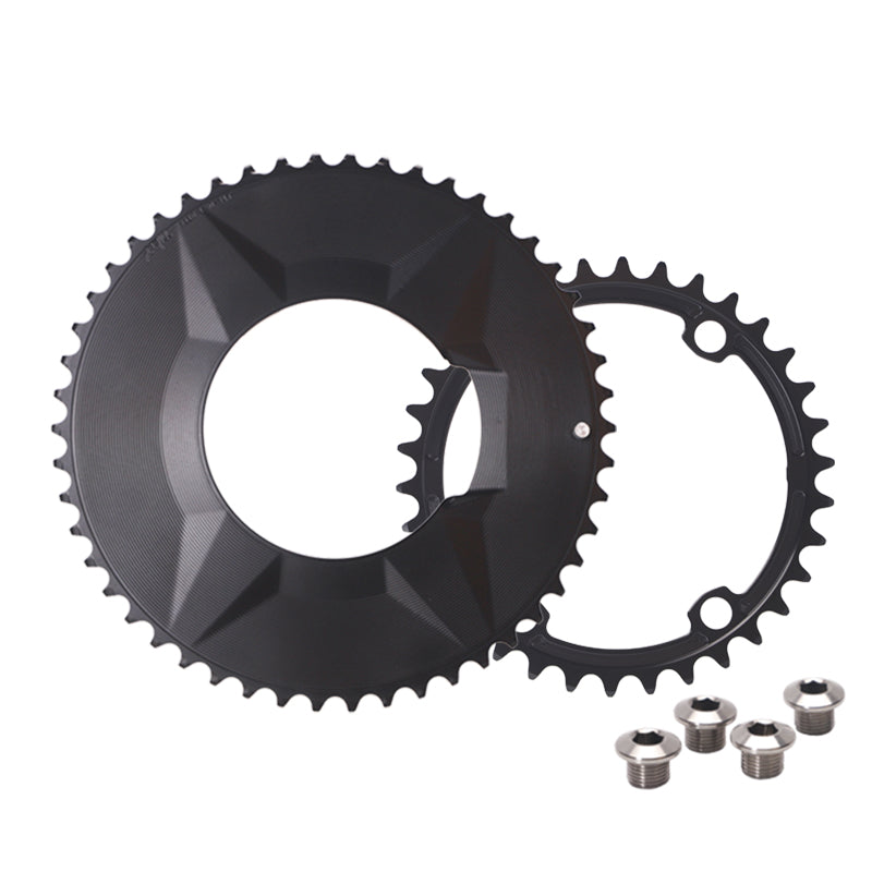 PASS QUEST SPRILL X110 3-S Full-Cover Hidden Bolt Dual Chainring | 7075 Alloy Aero Chainset | 50T-34T | 110BCD 4-Bolt